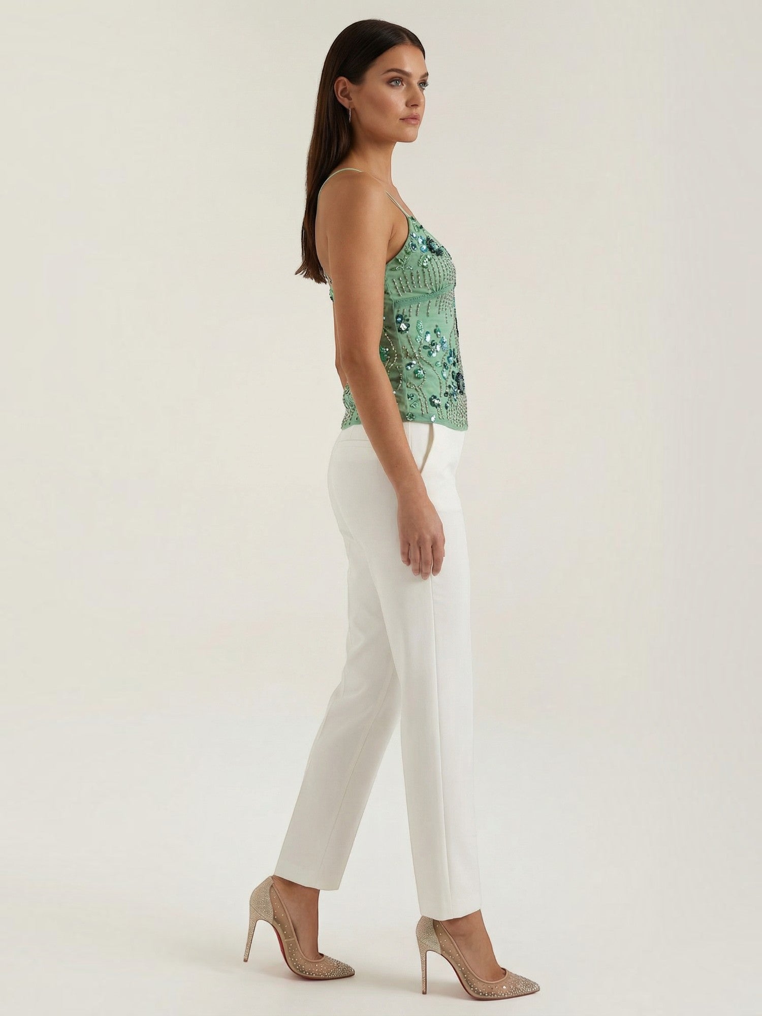 Embroidered Sequin Cami Top