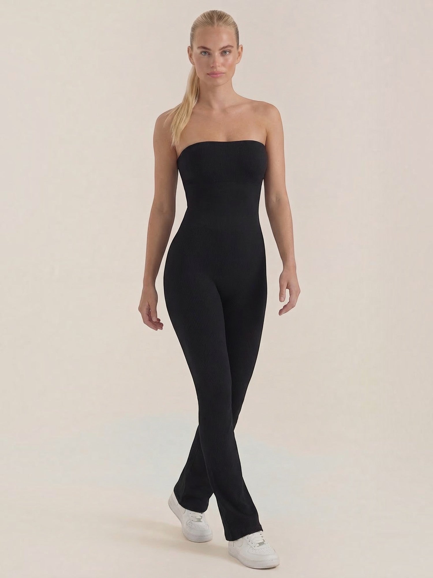 Strapless Flared Leg Jumpsuit