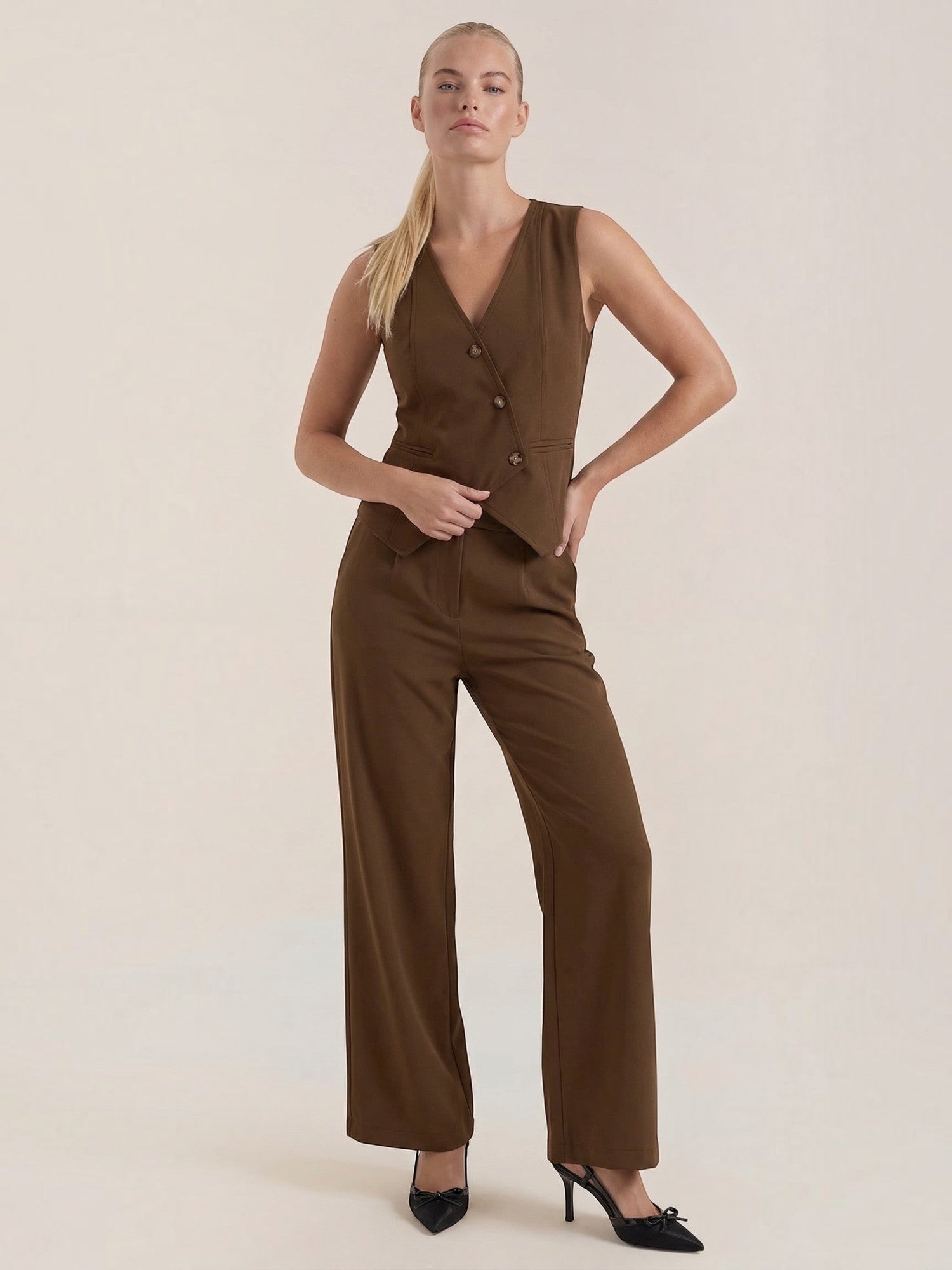 Tailored Vest & Wide Leg Trouser Set