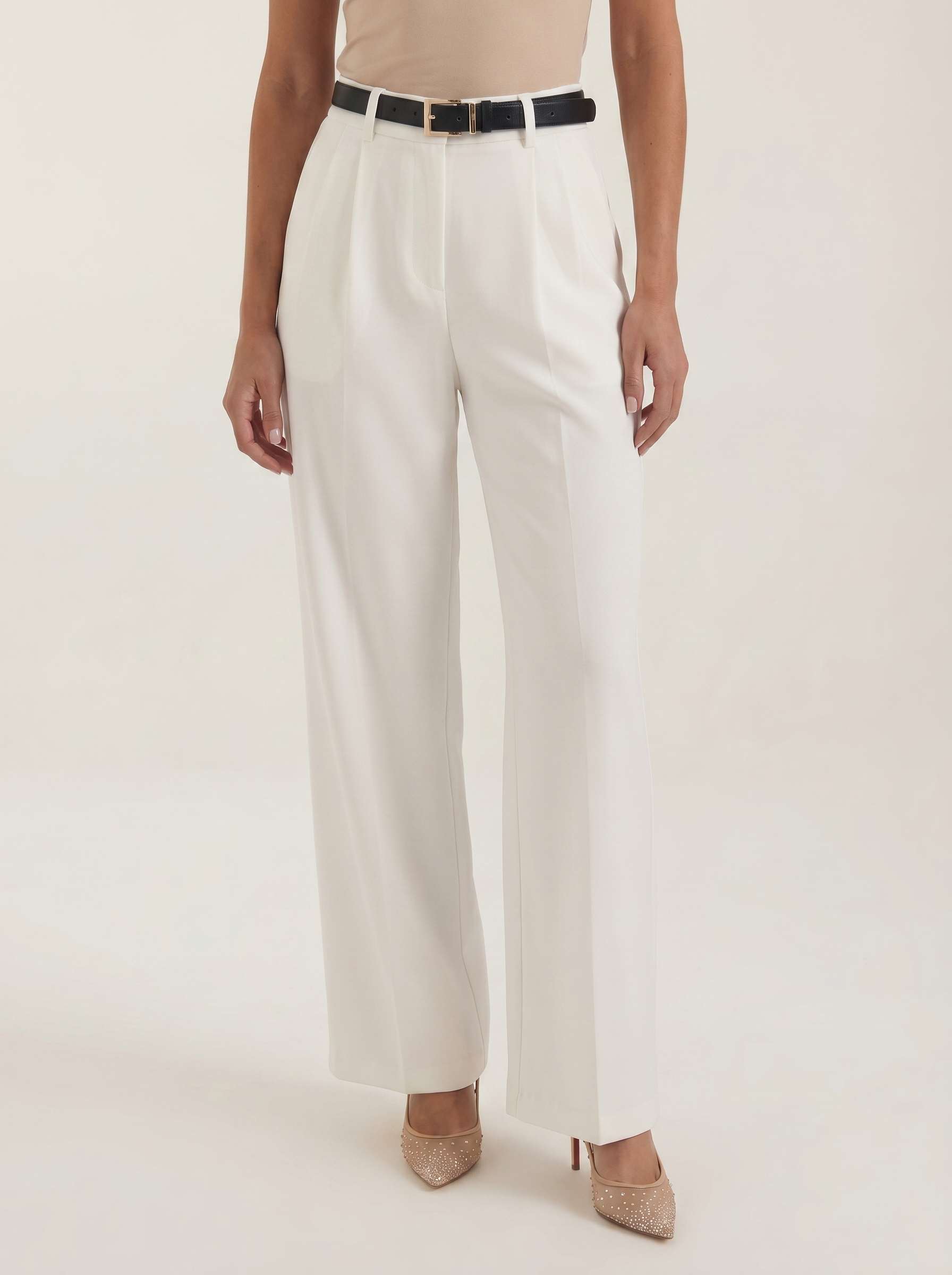 High Waist Wide Leg Trousers with Belt