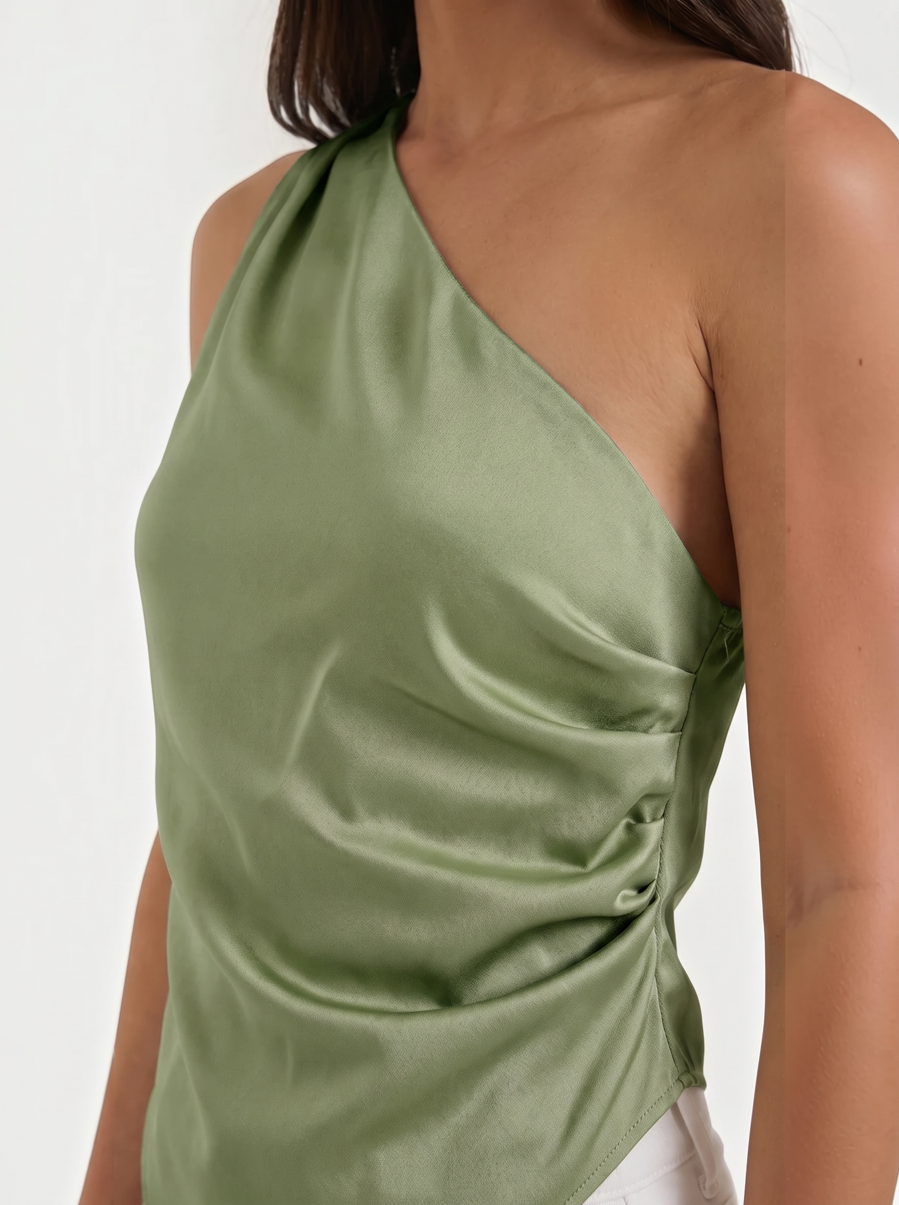 Asymmetric Satin Draped Top