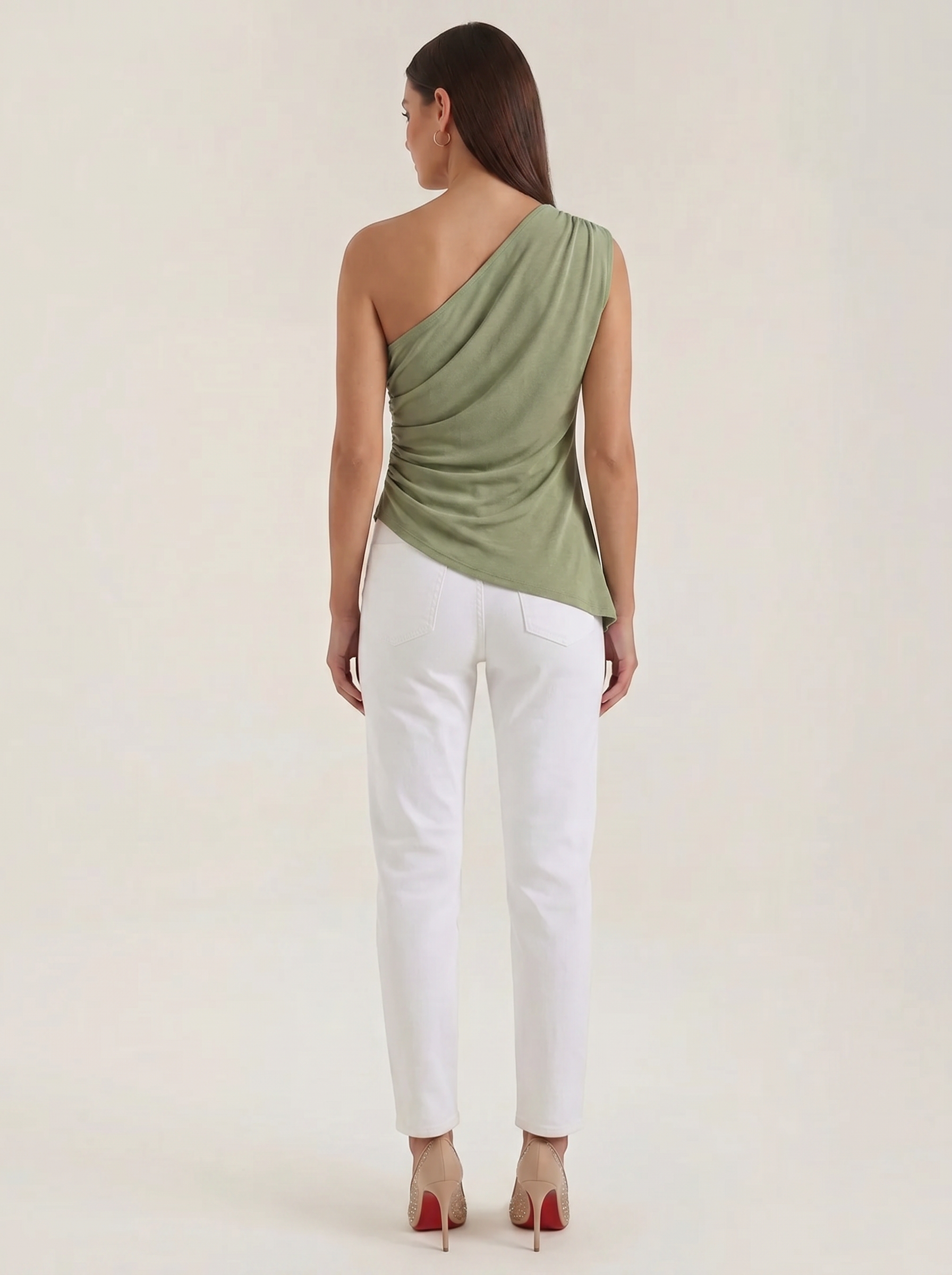 Asymmetric Satin Draped Top