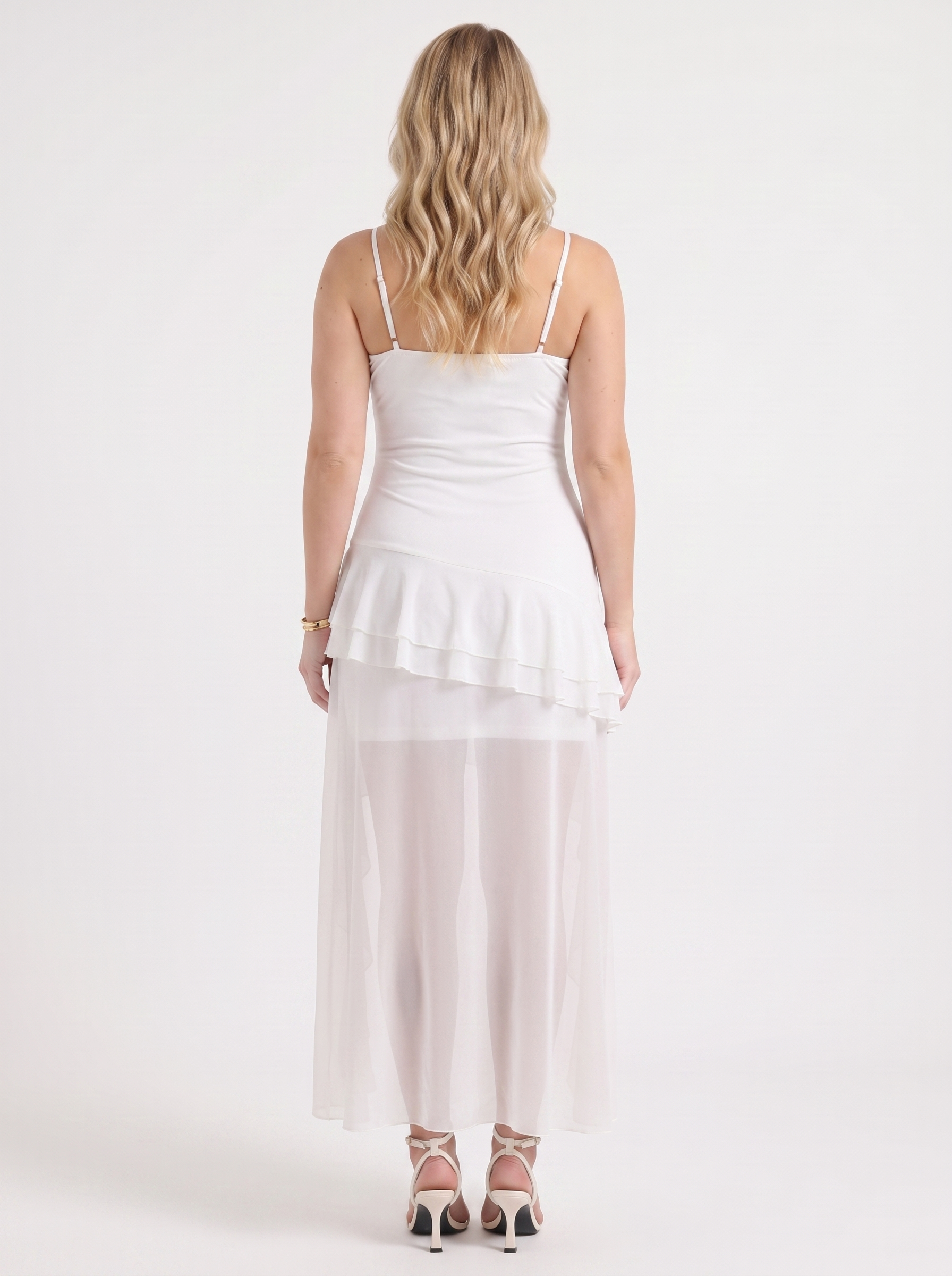 High-Low Mini Dress with Ruffle Detail