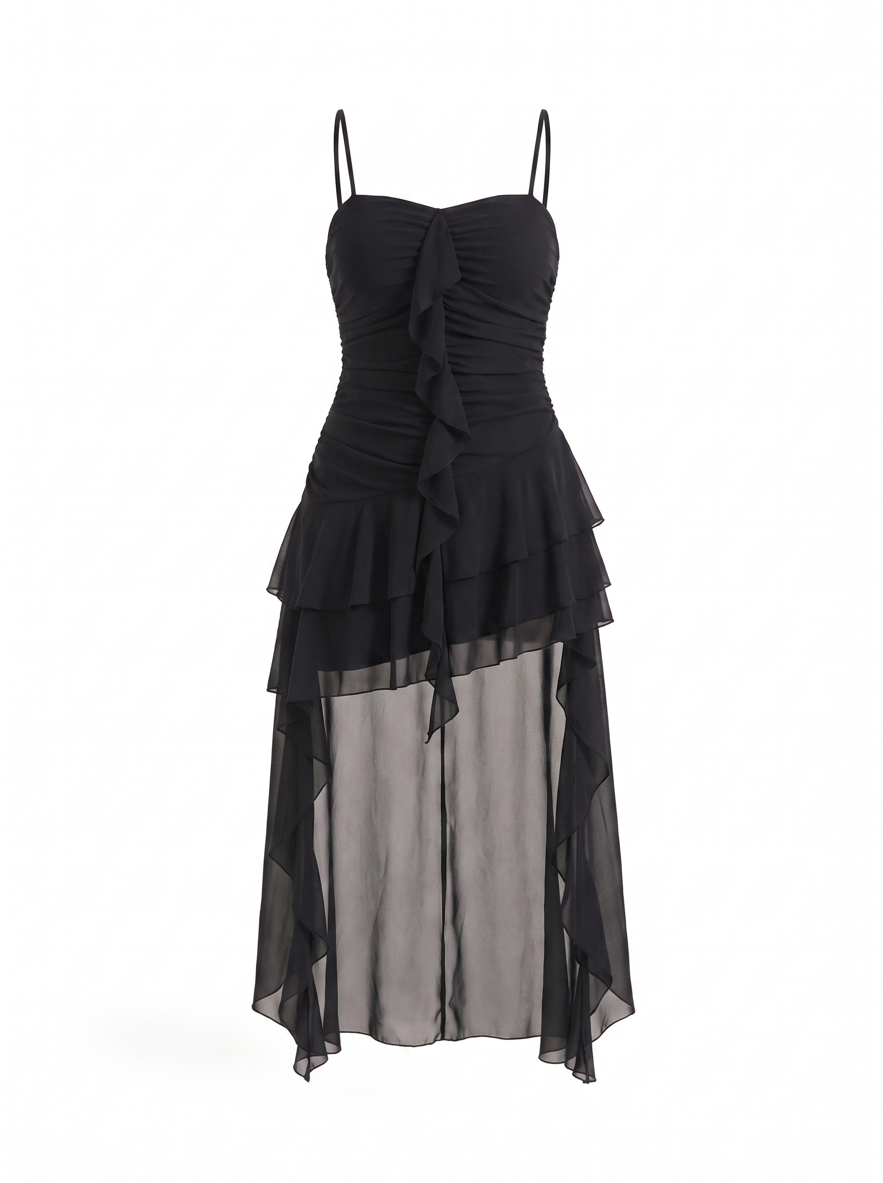 High-Low Mini Dress with Ruffle Detail