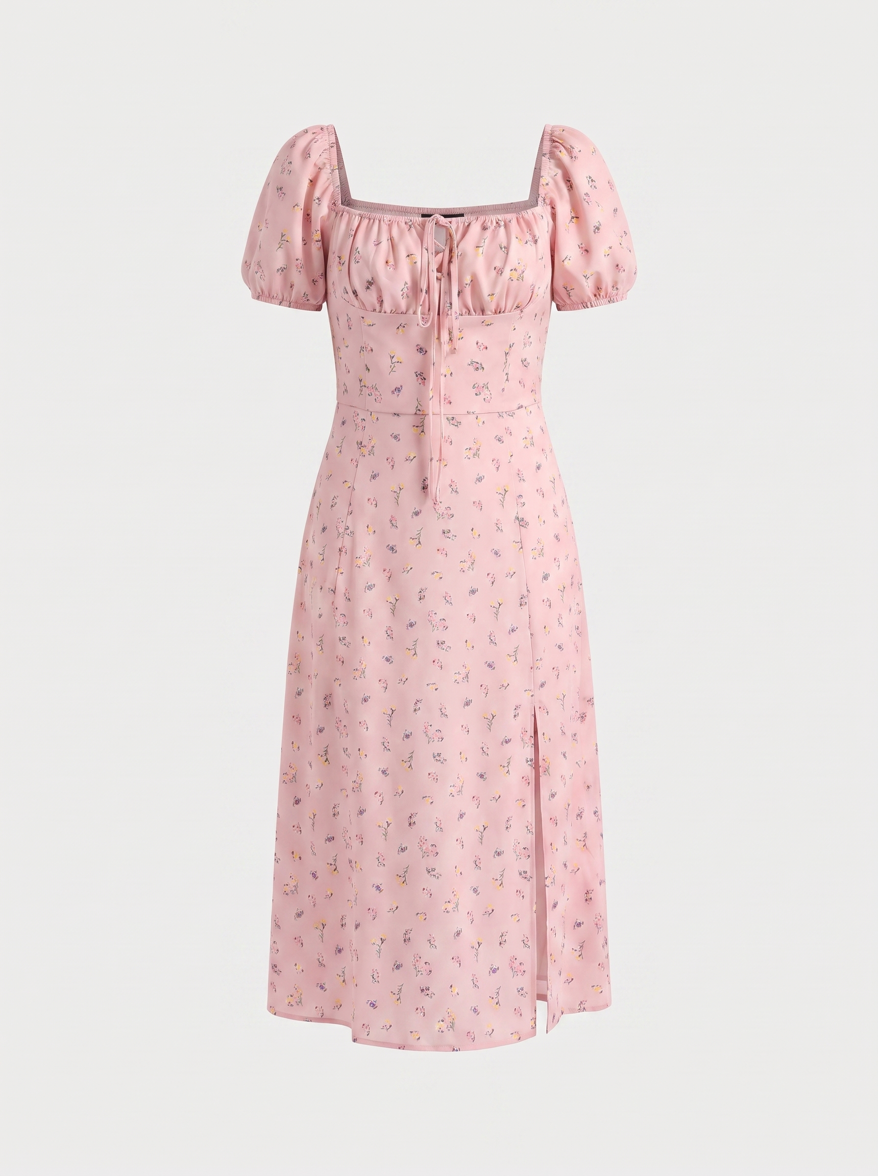 Floral Midi Dress with Puff Sleeves