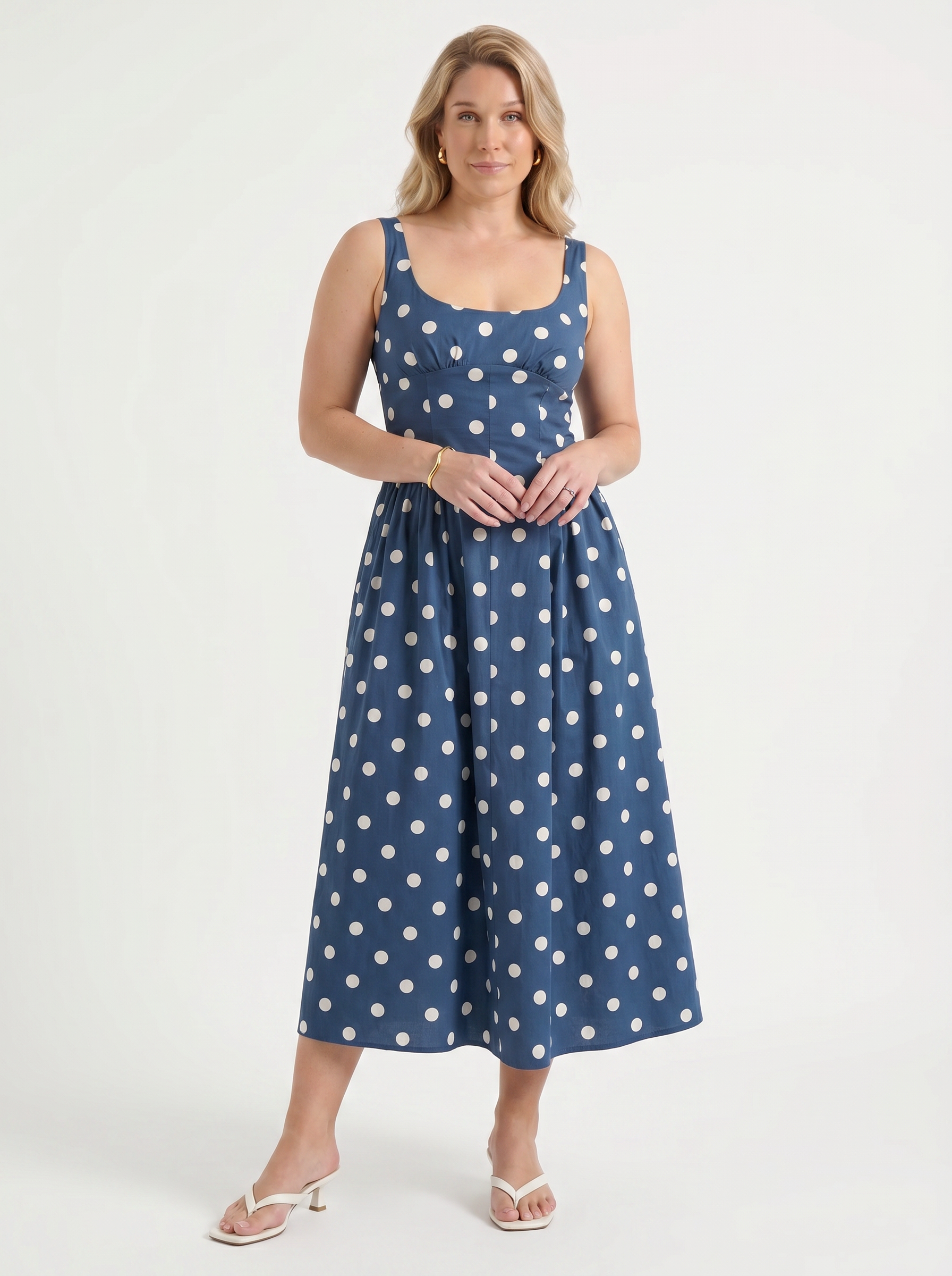 Floral Midi Dress with Square Neck