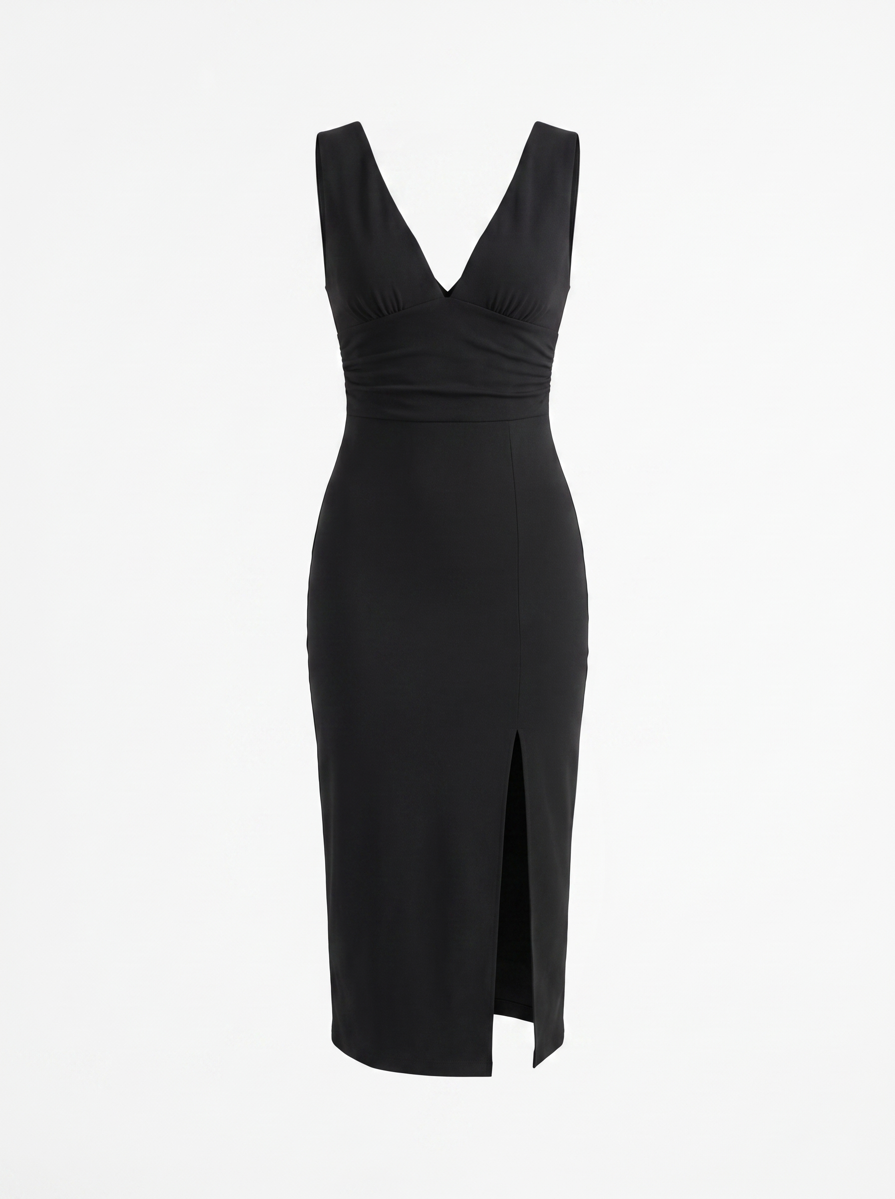V-Neck Midi Dress with Side Slit