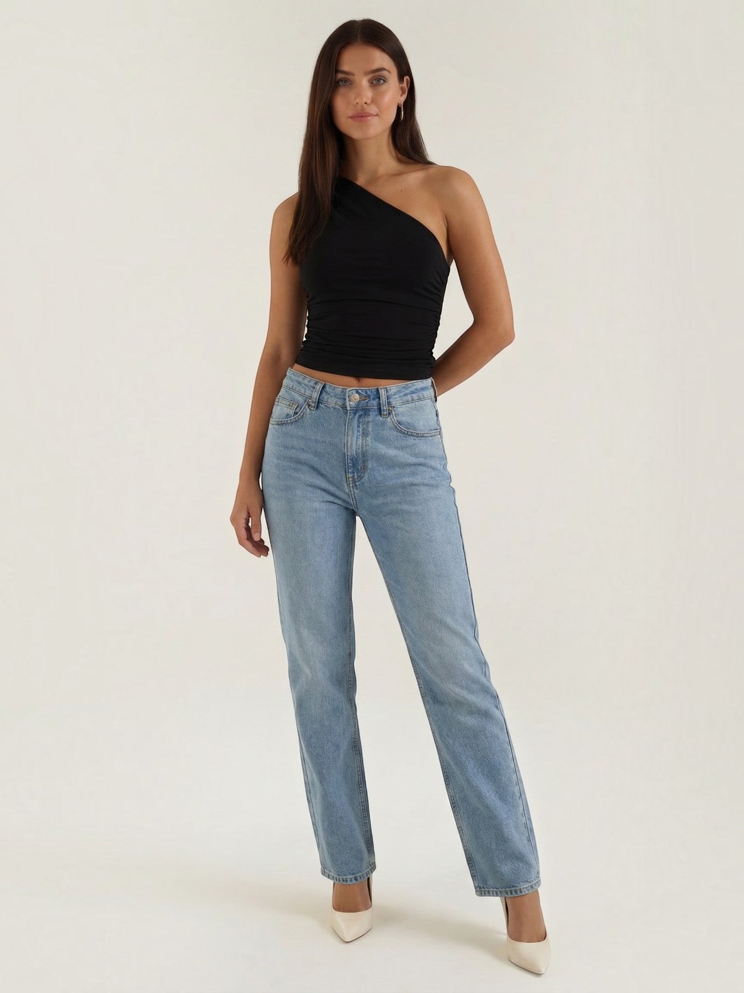 Ruched One Shoulder Top