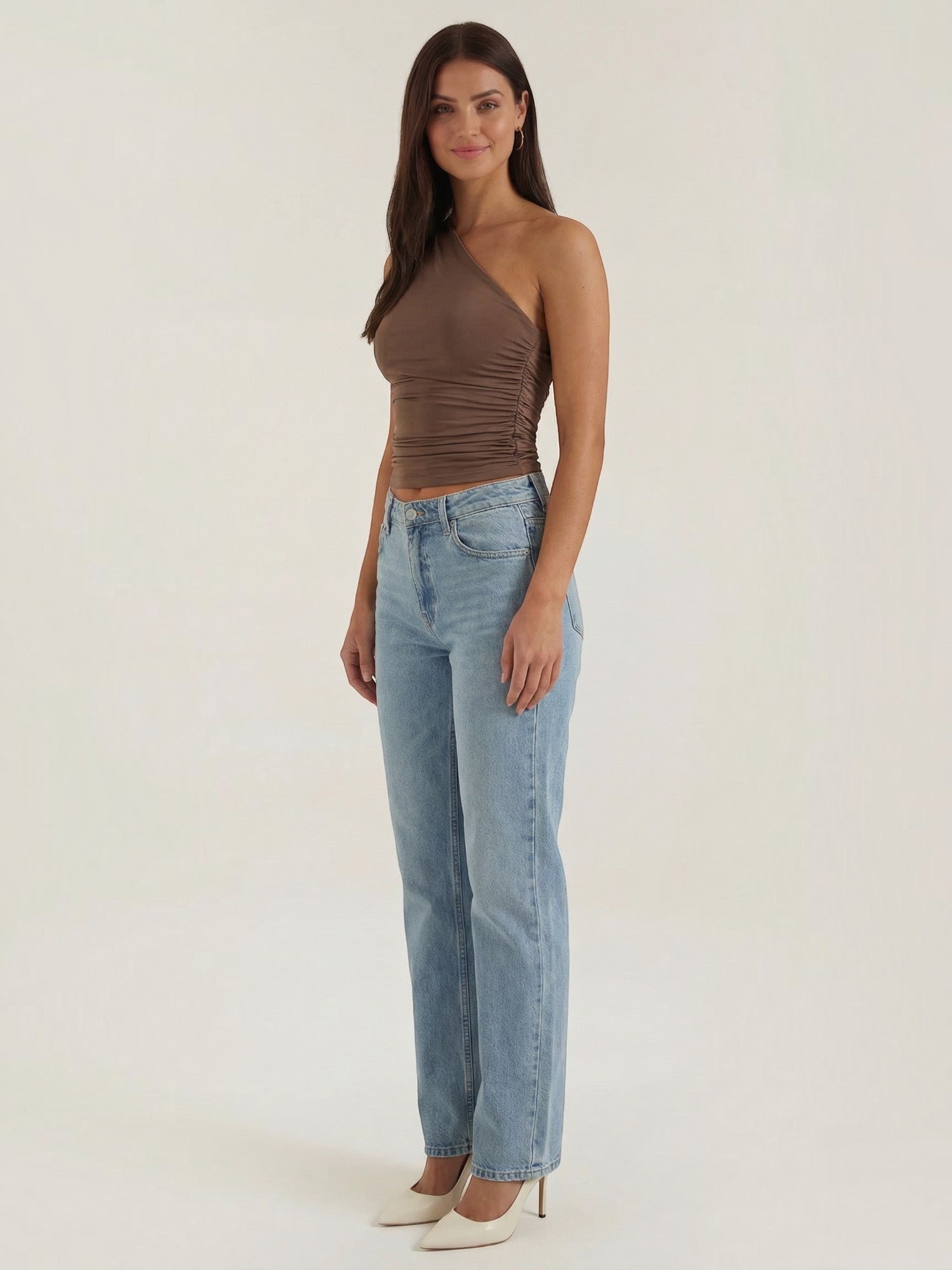 Ruched One Shoulder Top