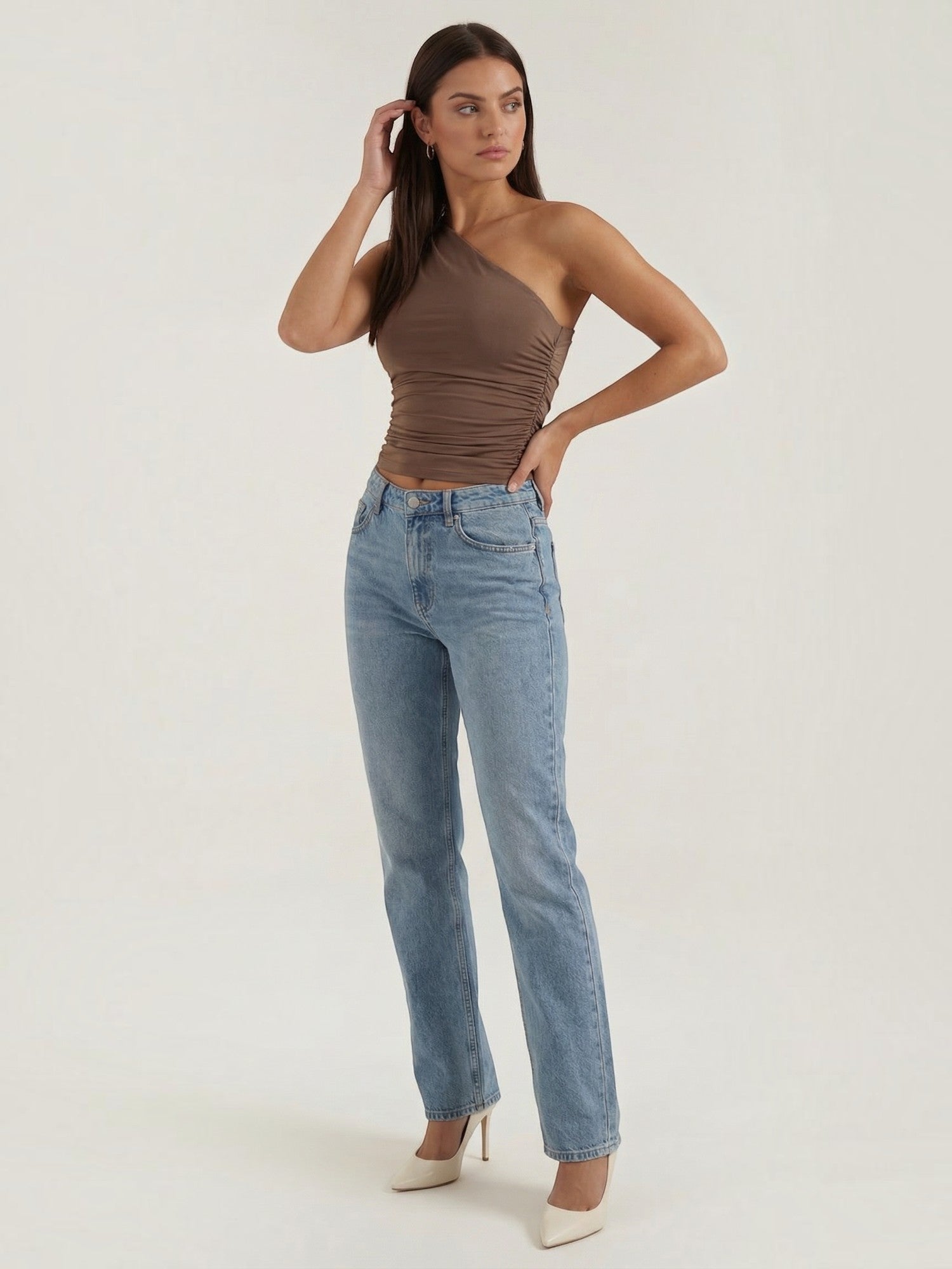 Ruched One Shoulder Top