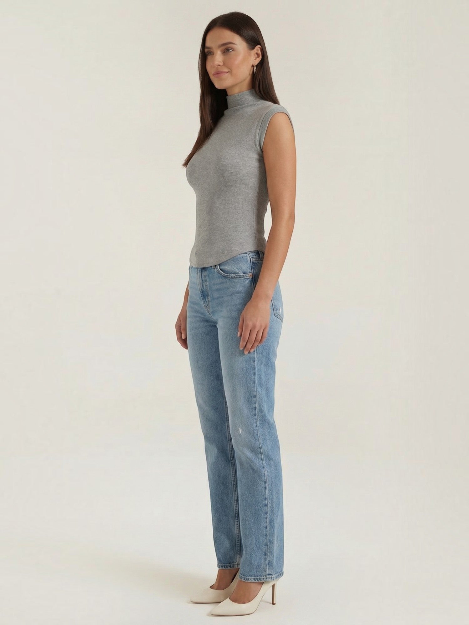 Ribbed Mock Neck Knit Top