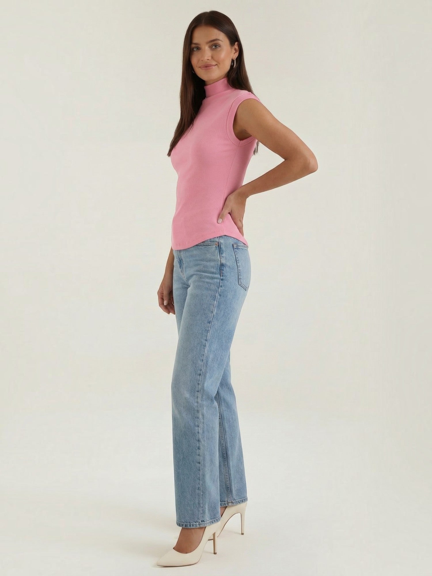 Ribbed Mock Neck Knit Top