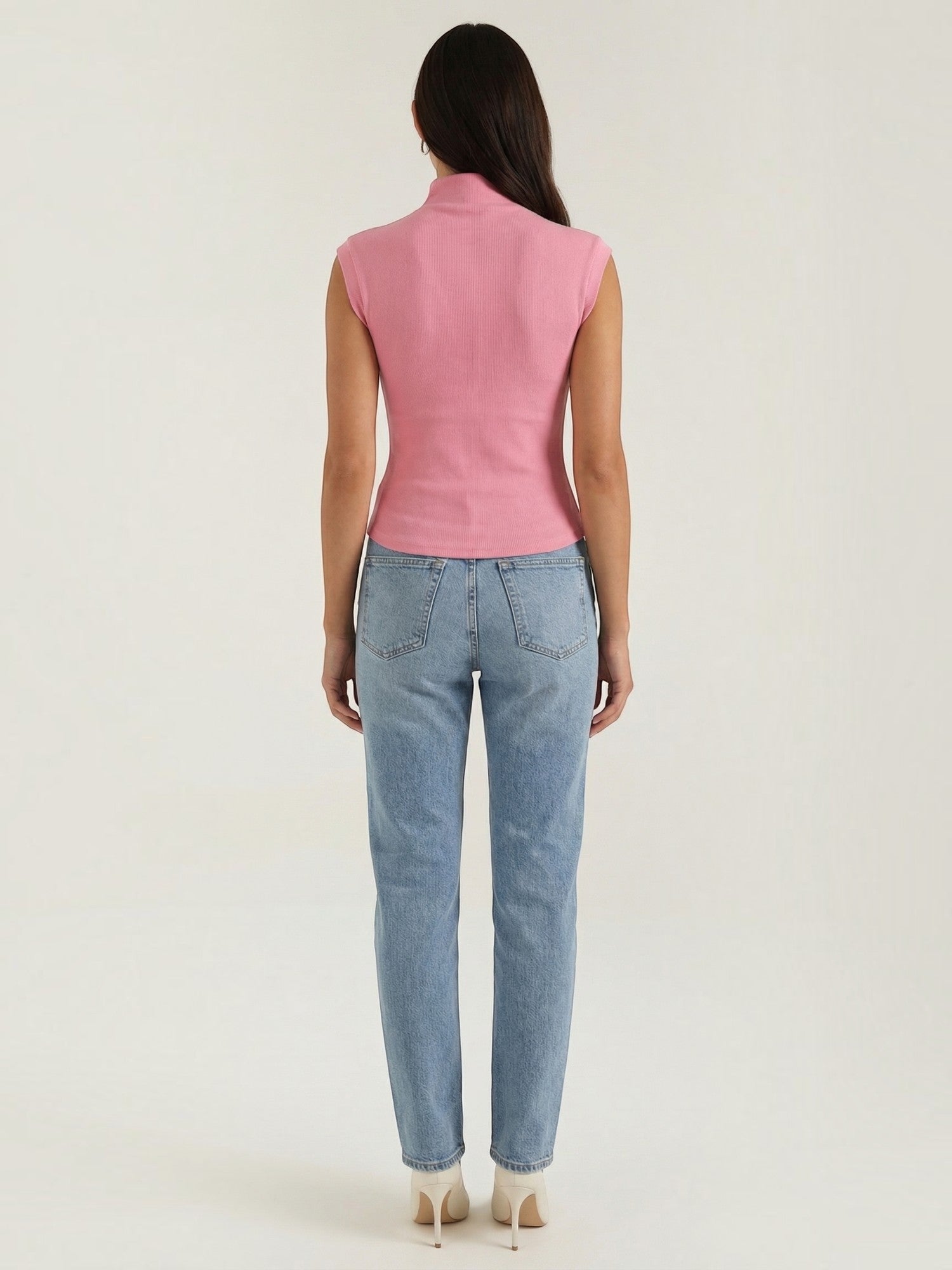 Ribbed Mock Neck Knit Top