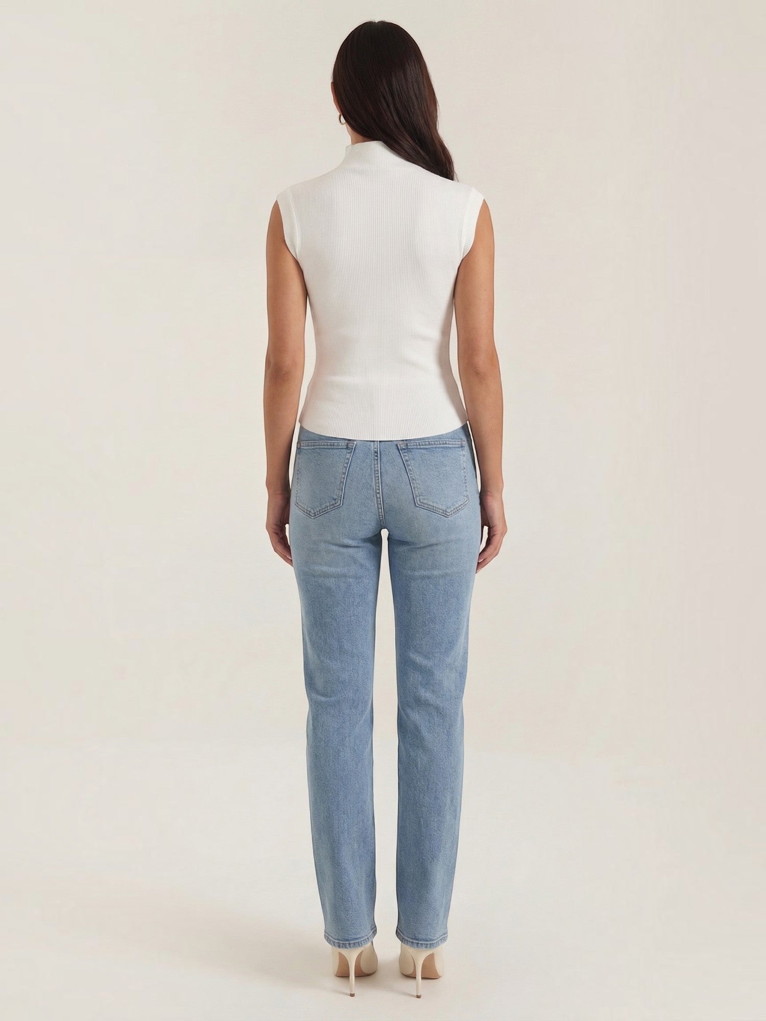 Ribbed Mock Neck Knit Top
