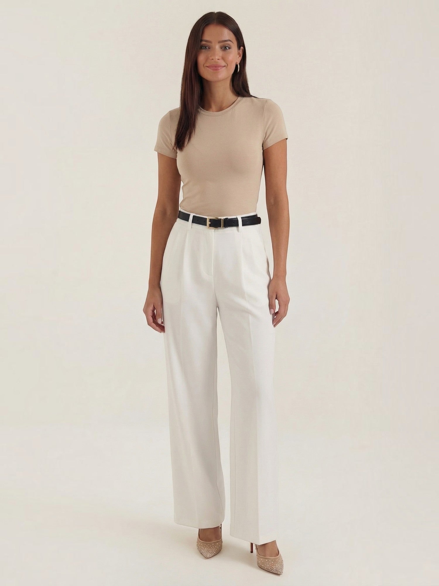 High Waist Wide Leg Trousers with Belt
