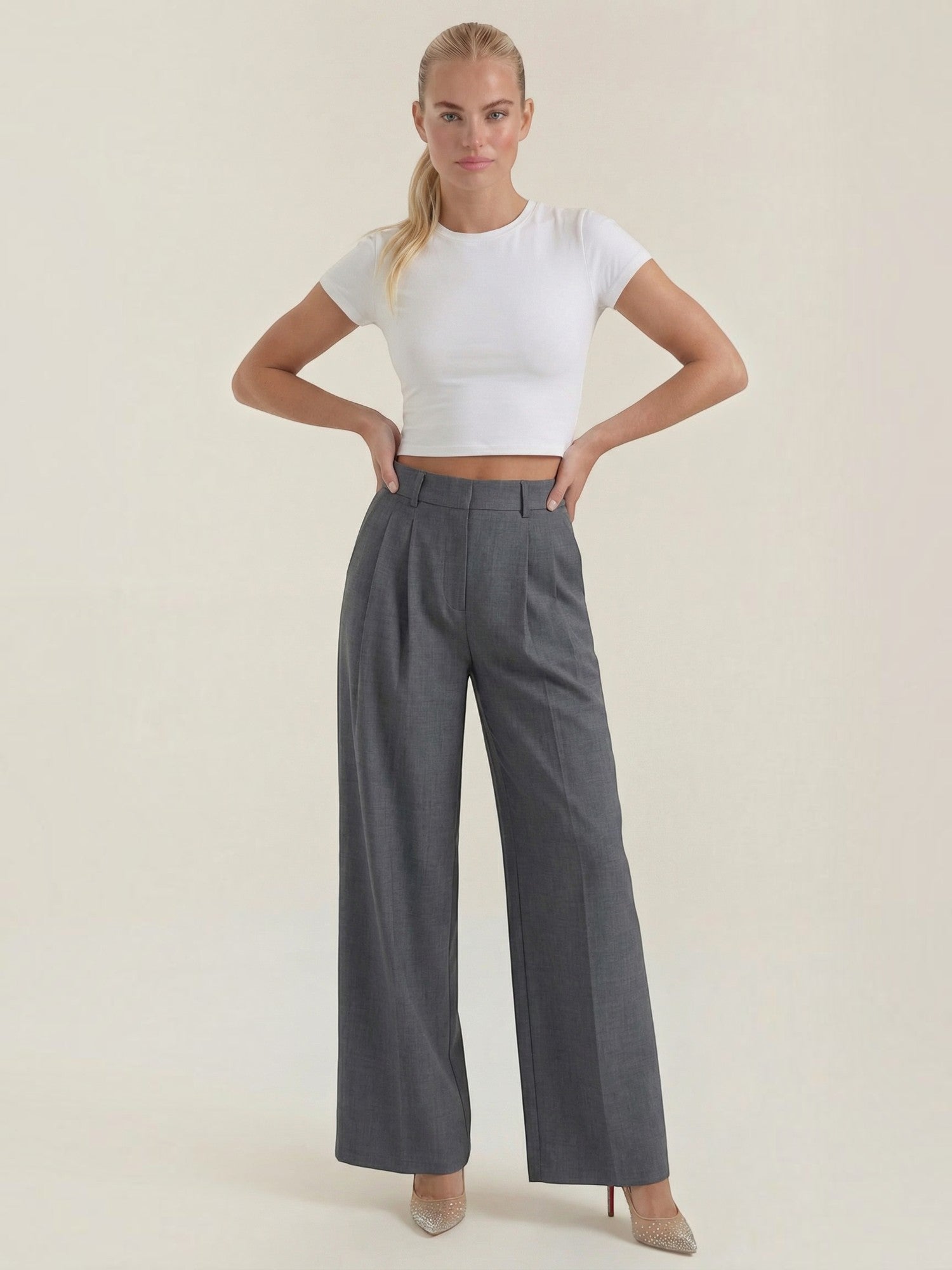 High Waist Wide Leg Trousers