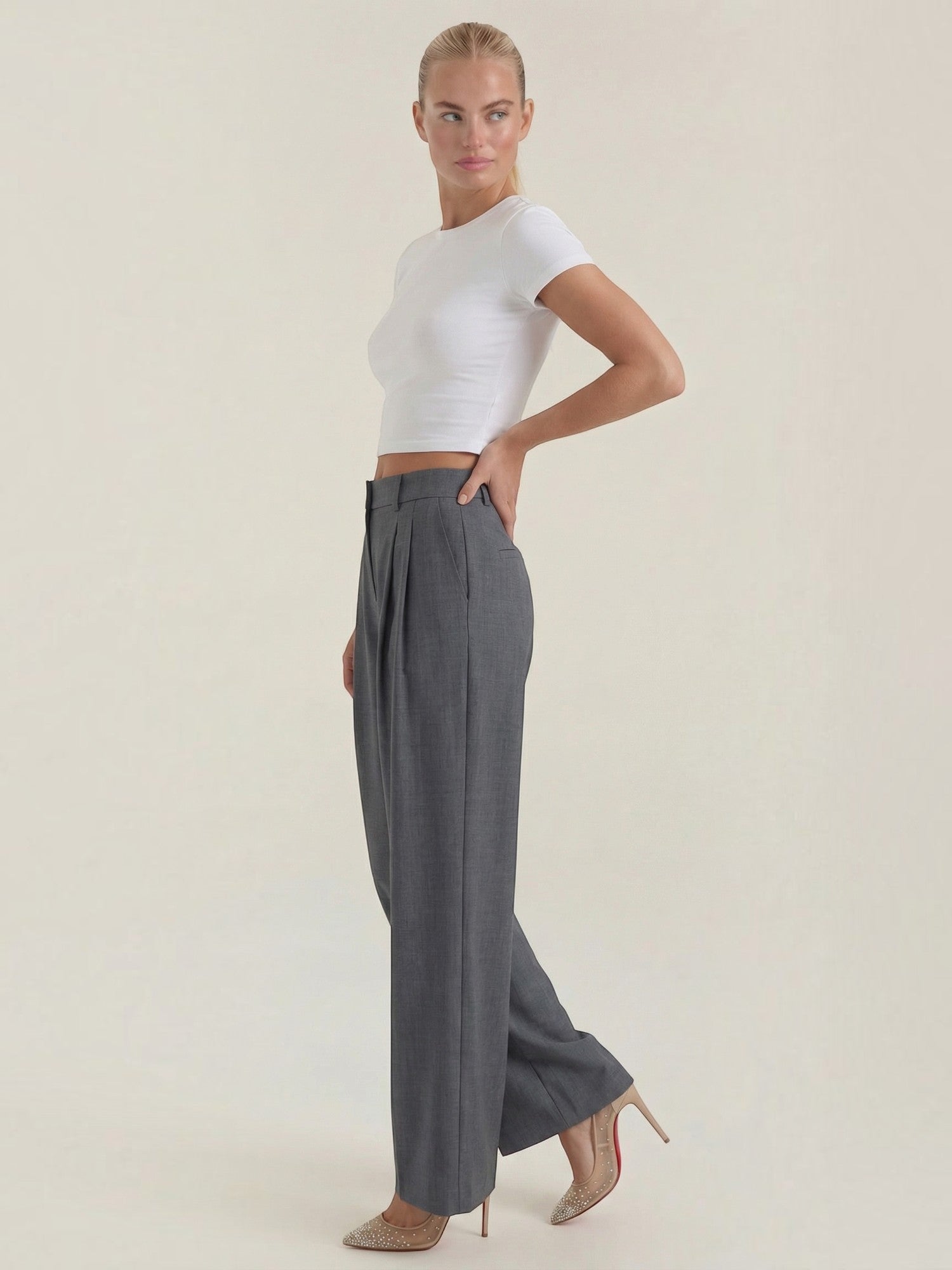 High Waist Wide Leg Trousers