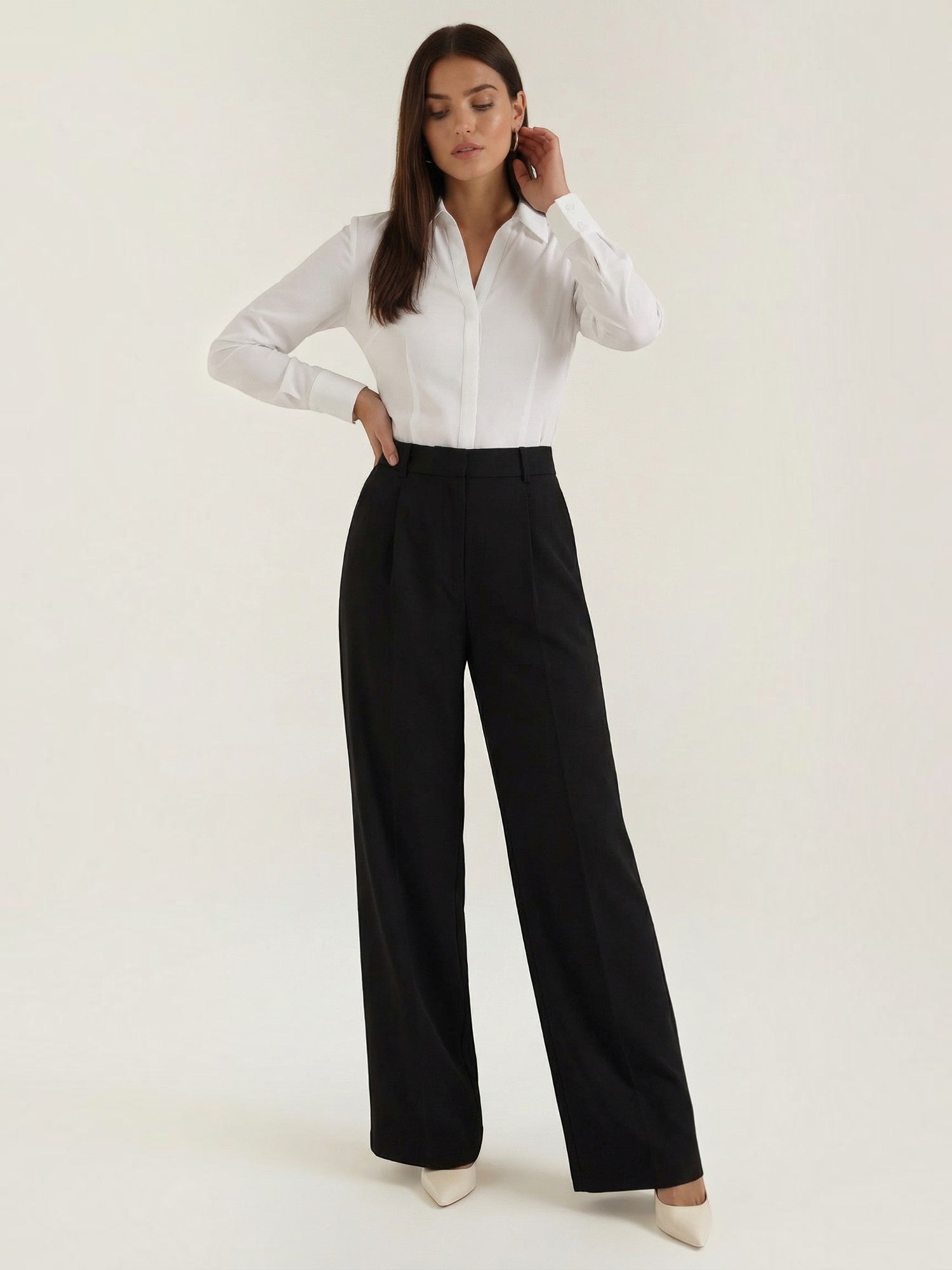 Tailored High Waist Wide Leg Trousers