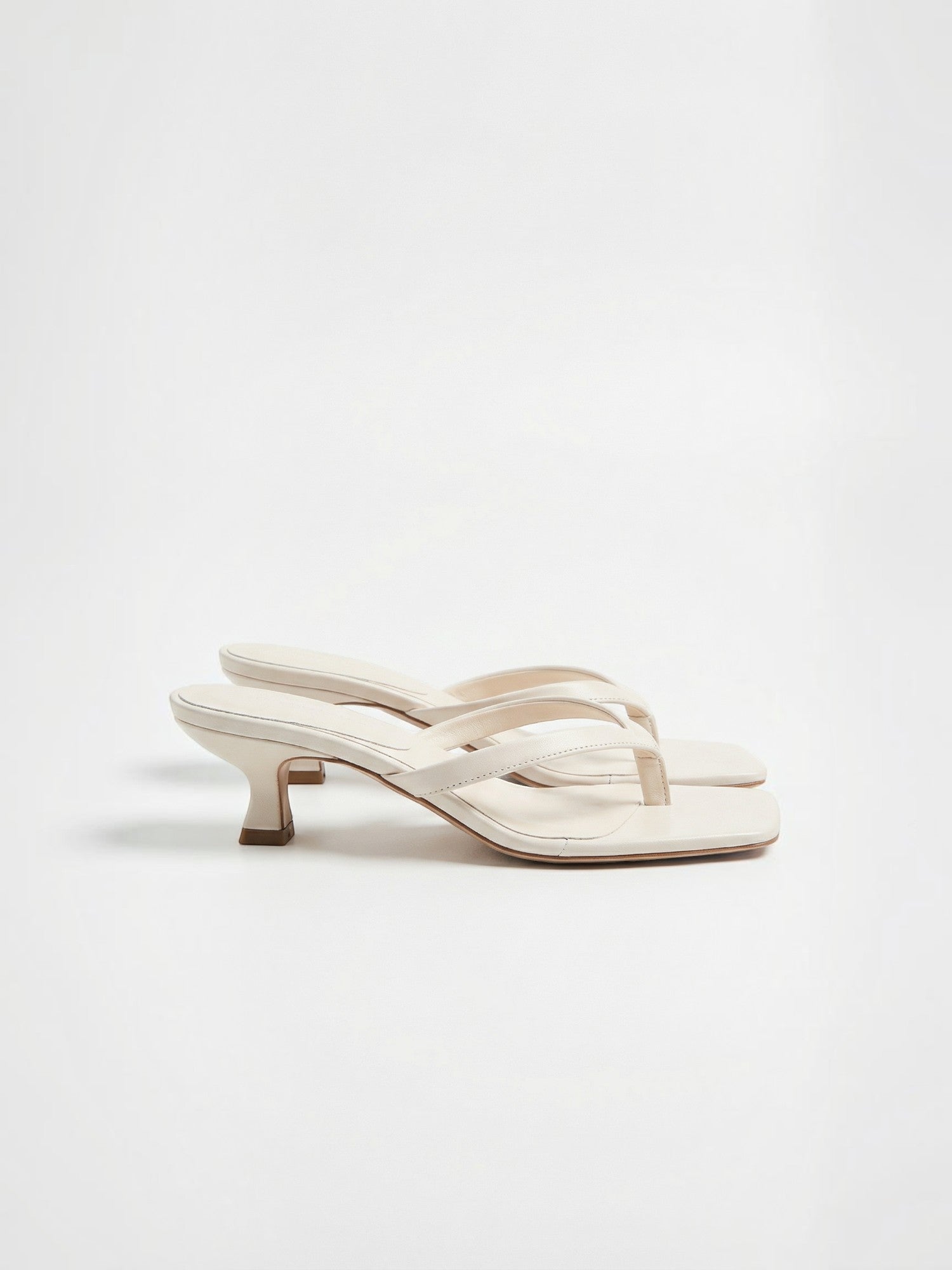 Square-Toe Thong Heeled Sandals