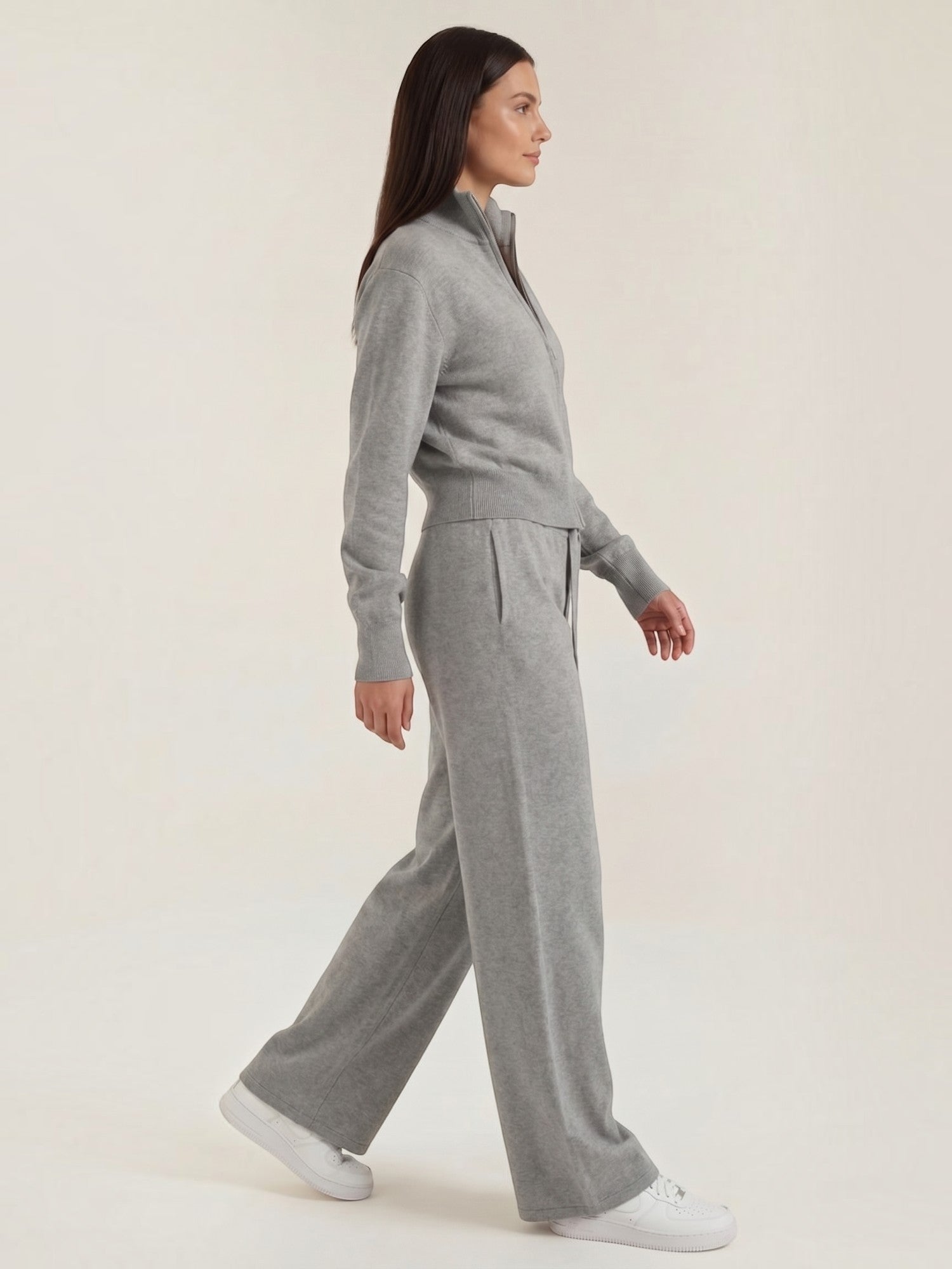 Zip Up Knit Two Piece Set