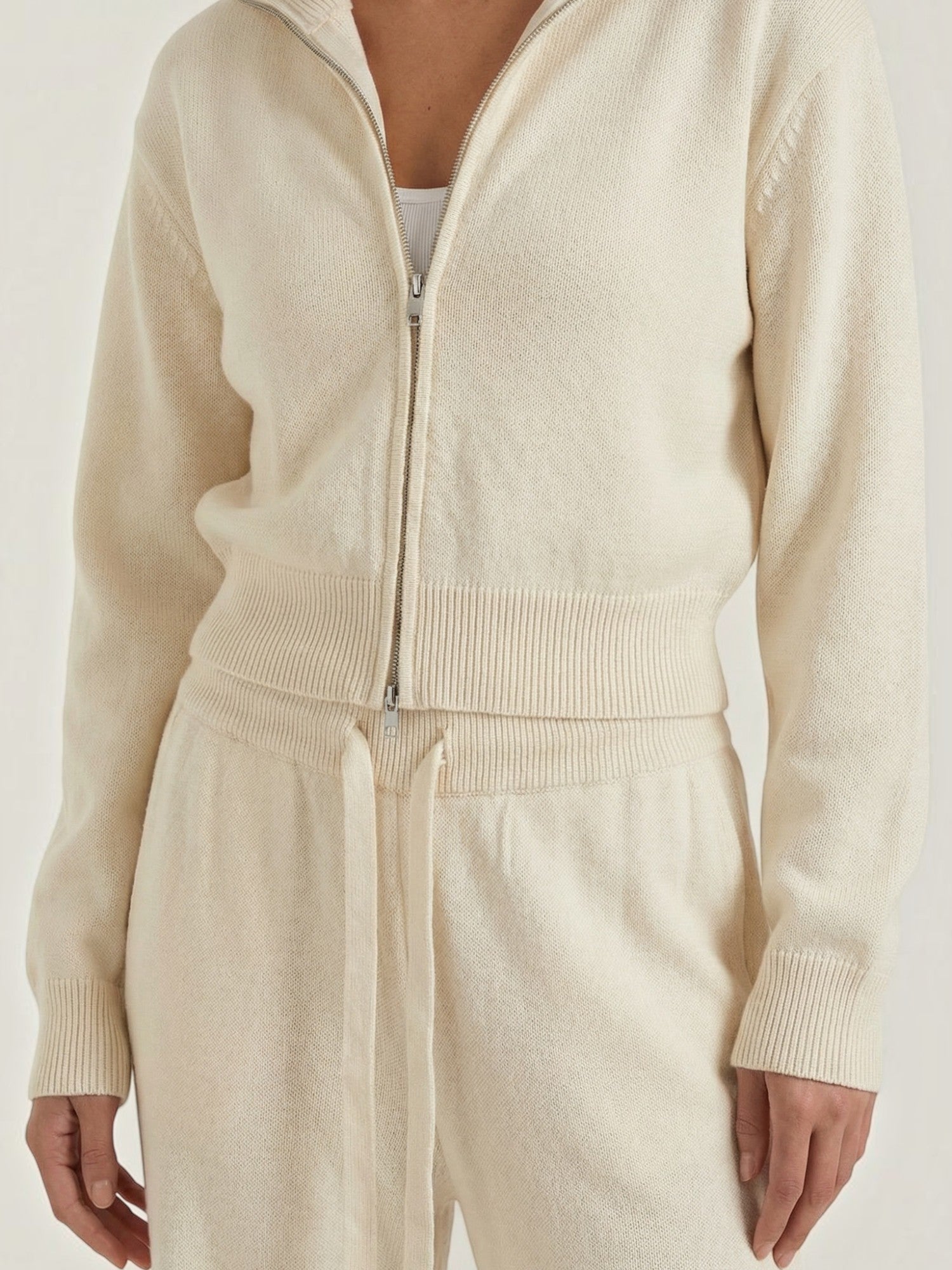 Zip Up Knit Two Piece Set