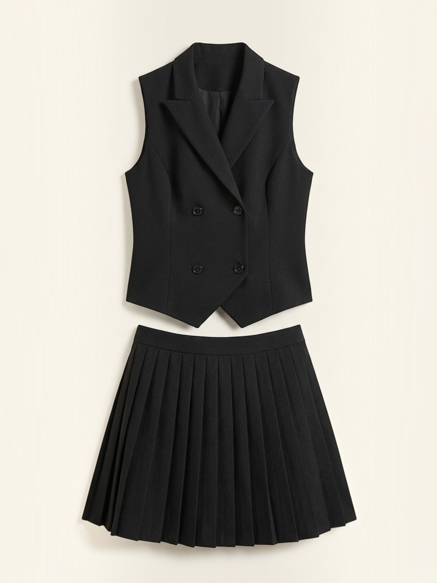 Pleated Skirt & Tailored Vest Set