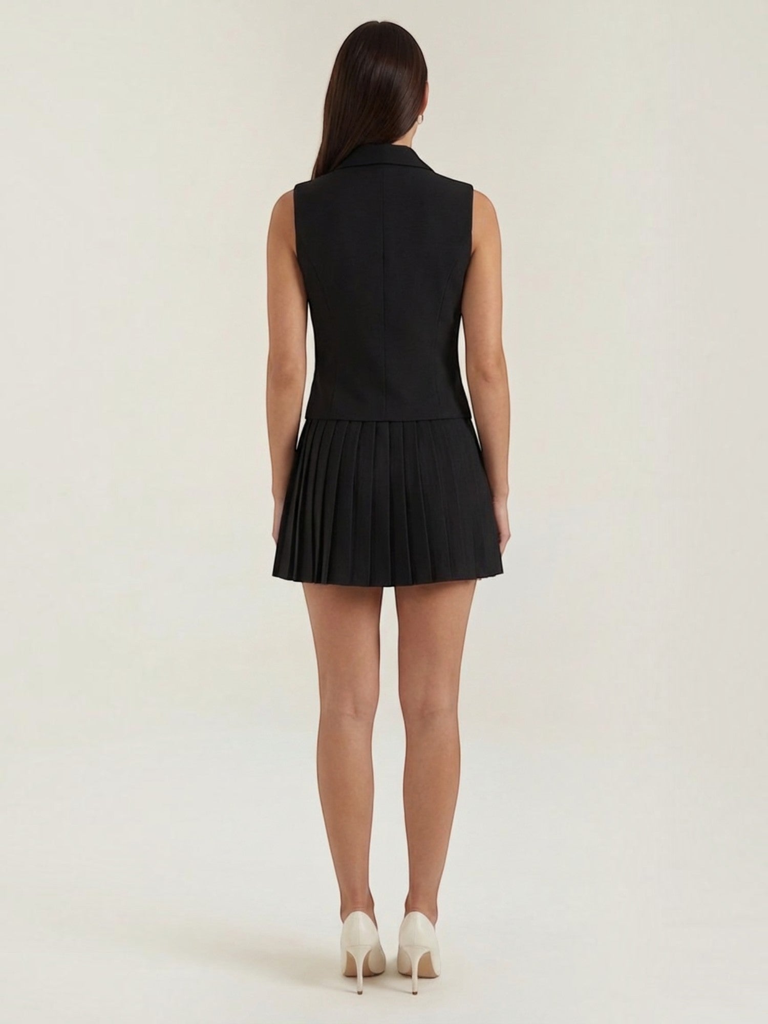 Pleated Skirt & Tailored Vest Set