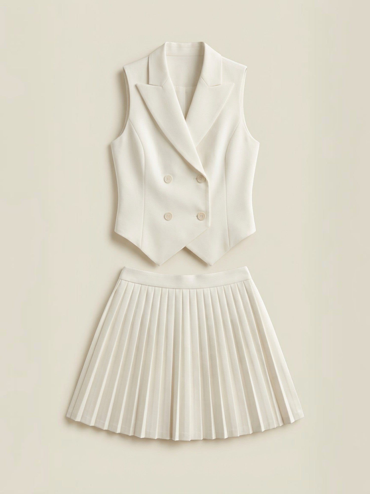 Pleated Skirt & Tailored Vest Set