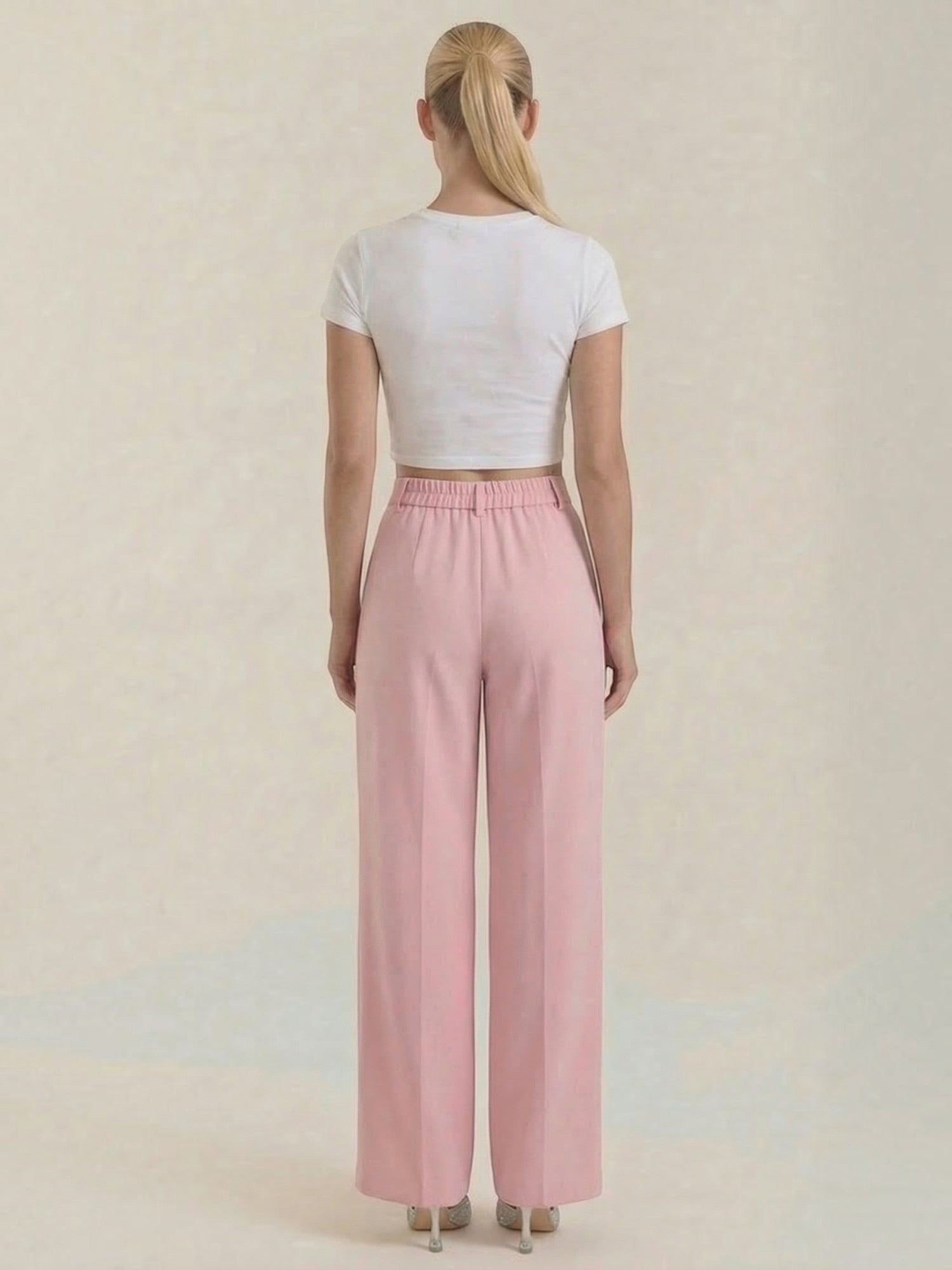 High Waist Pleated Wide Leg Trousers