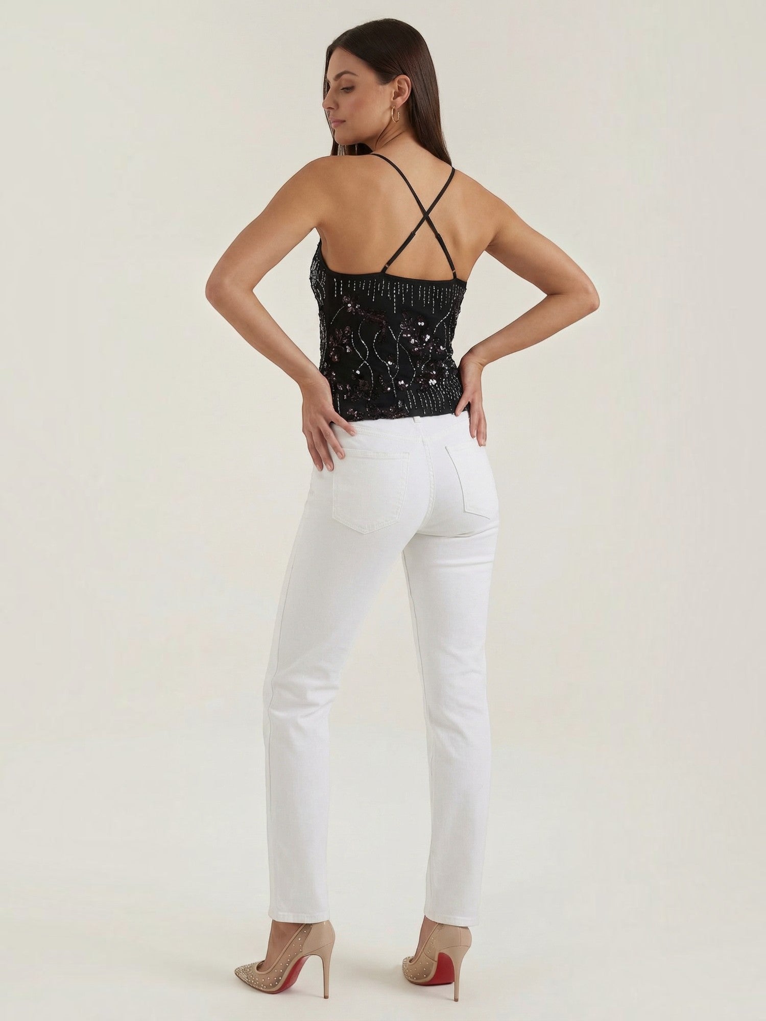 Embroidered Sequin Cami Top