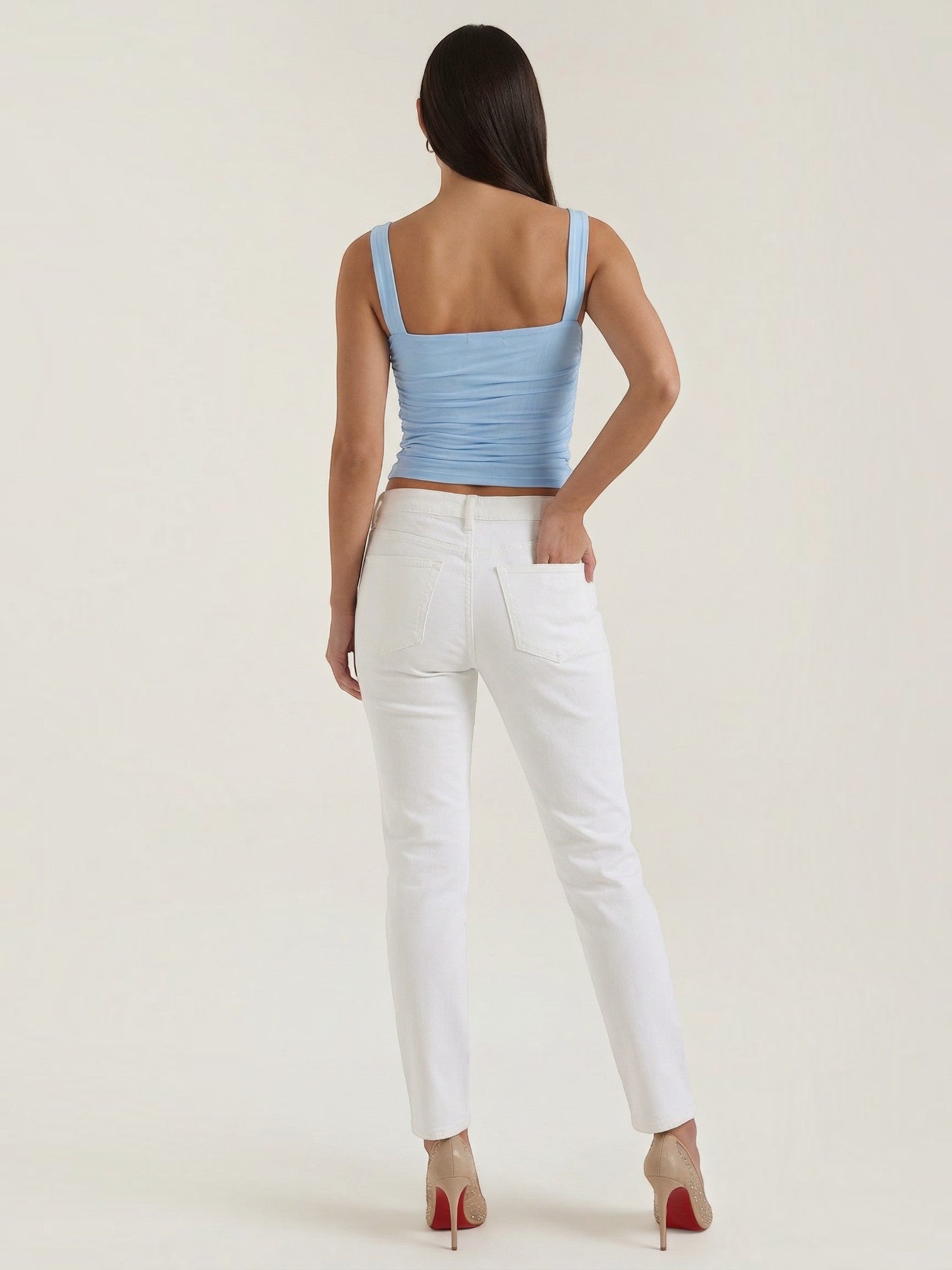 Ruched Square Neck Tank Top