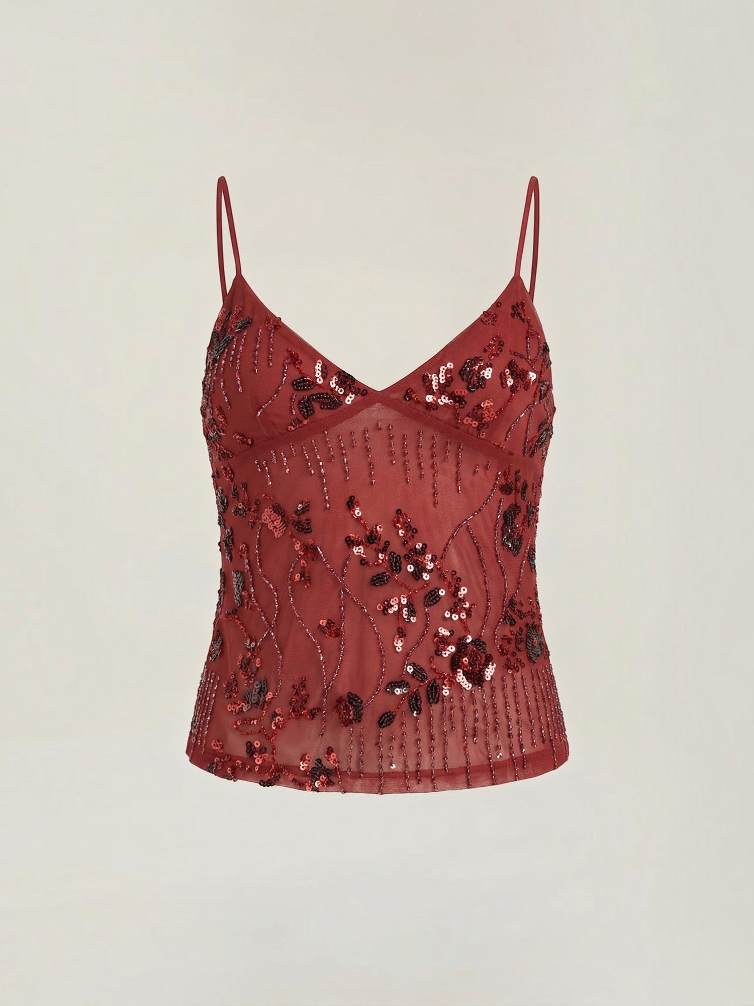Embroidered Sequin Cami Top
