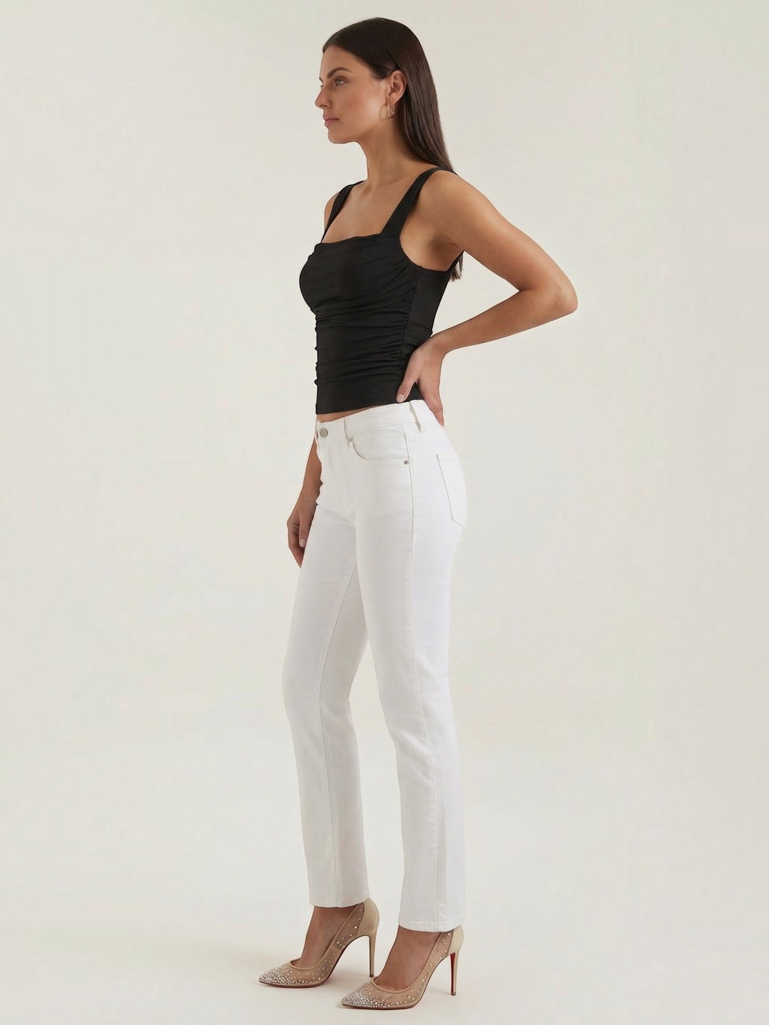 Ruched Square Neck Tank Top