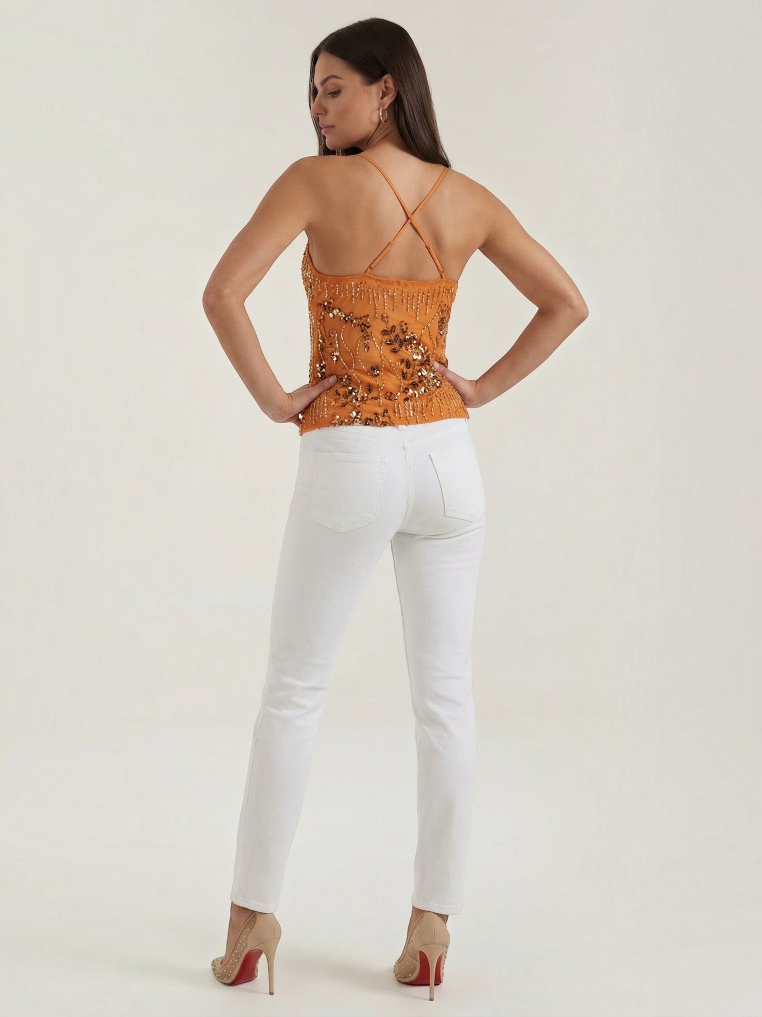 Embroidered Sequin Cami Top