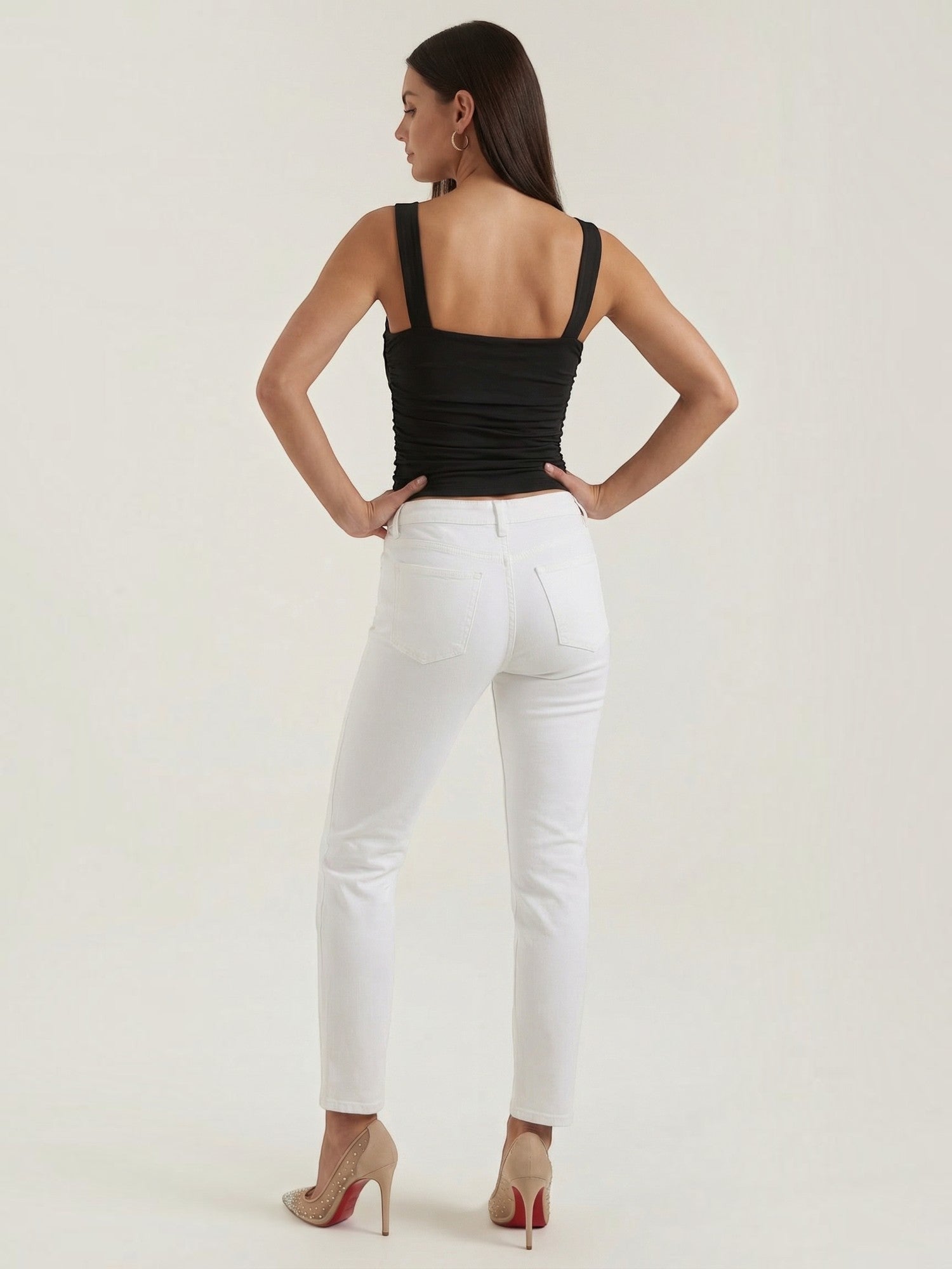 Ruched Square Neck Tank Top