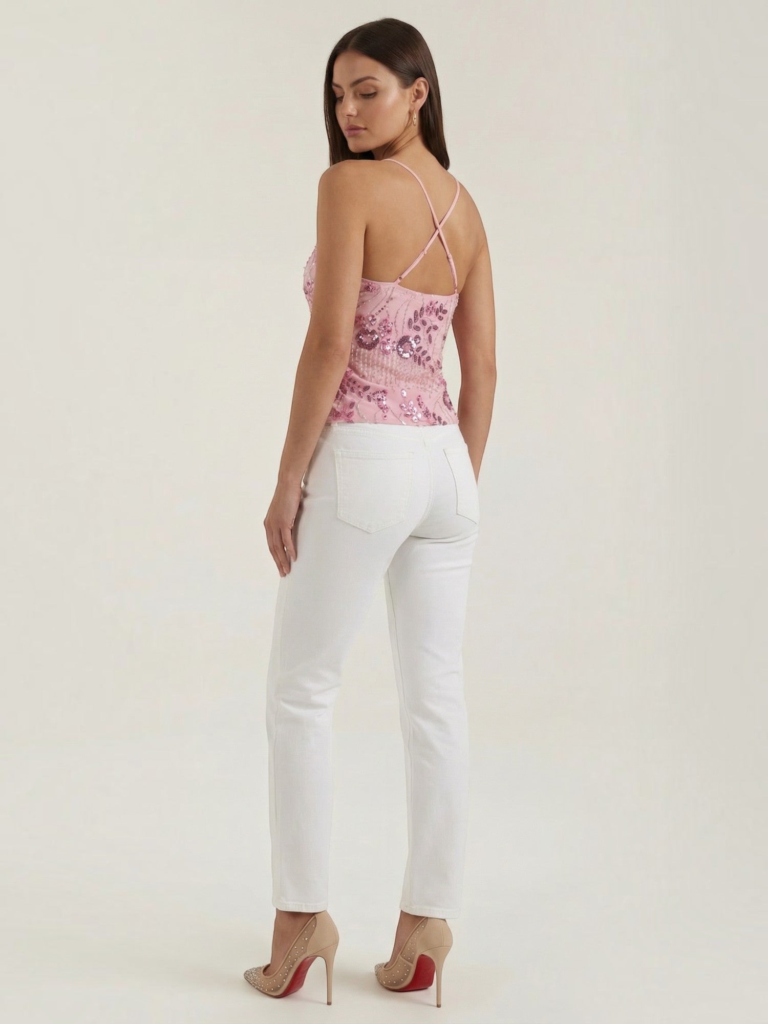 Embroidered Sequin Cami Top