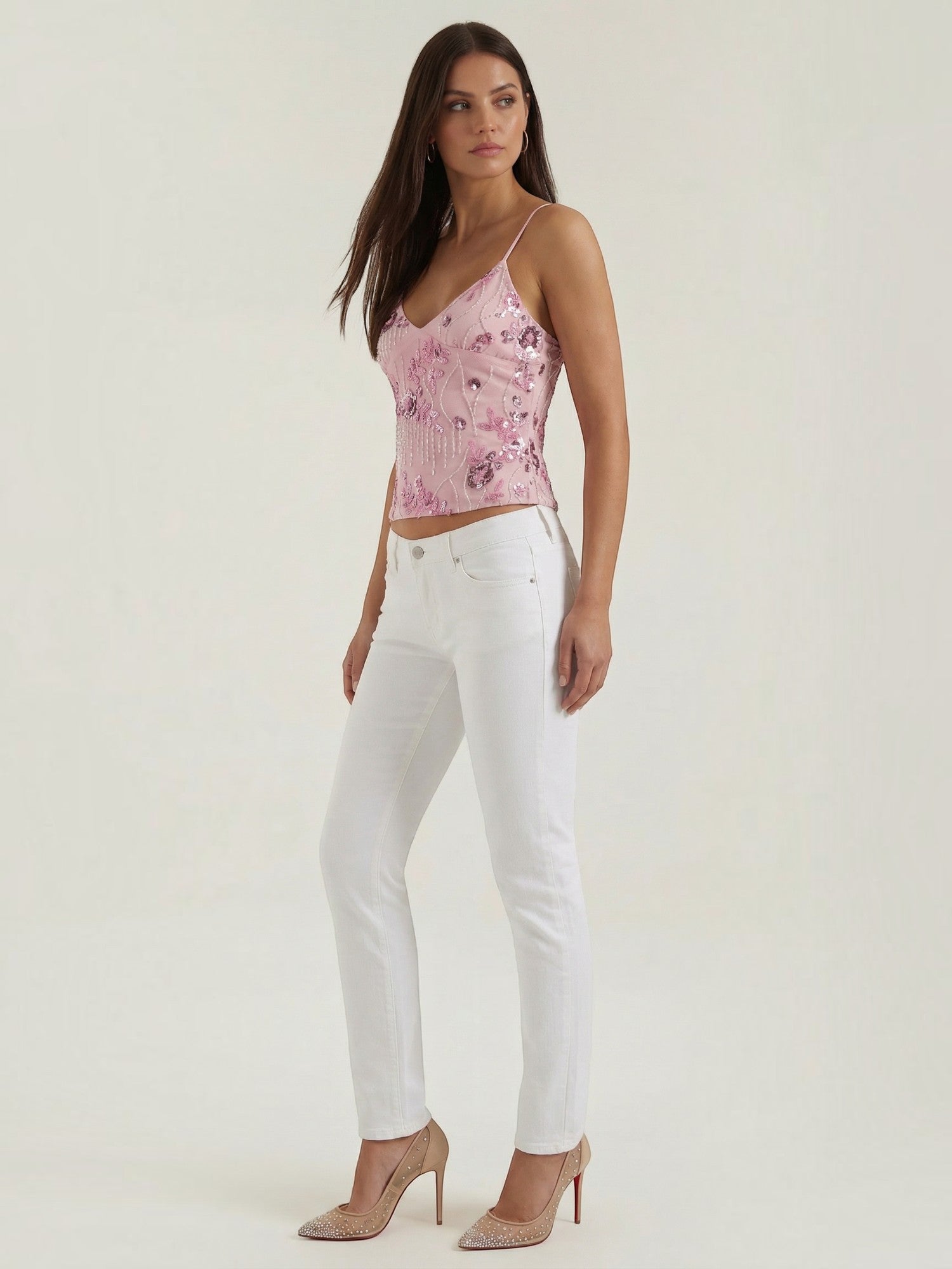 Embroidered Sequin Cami Top