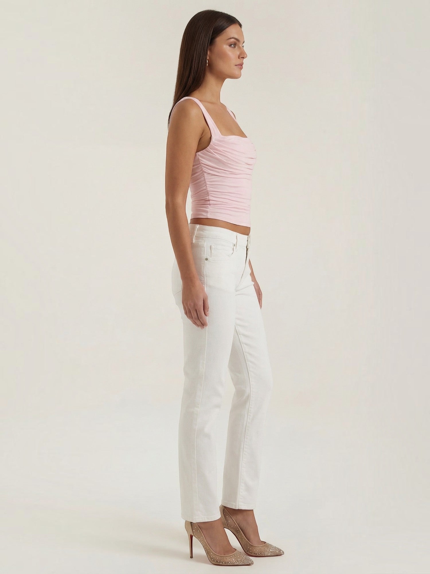 Ruched Square Neck Tank Top