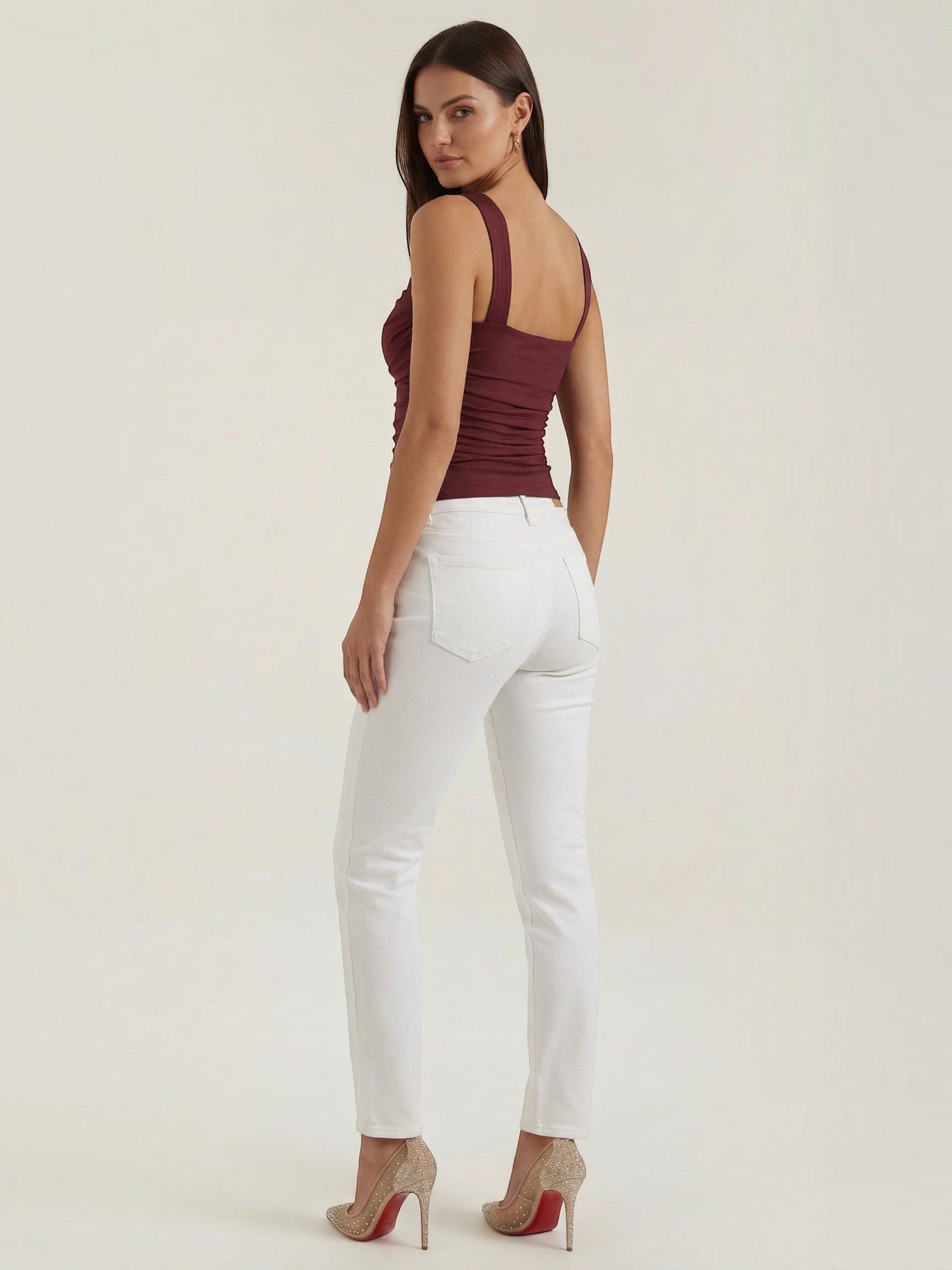 Ruched Square Neck Tank Top
