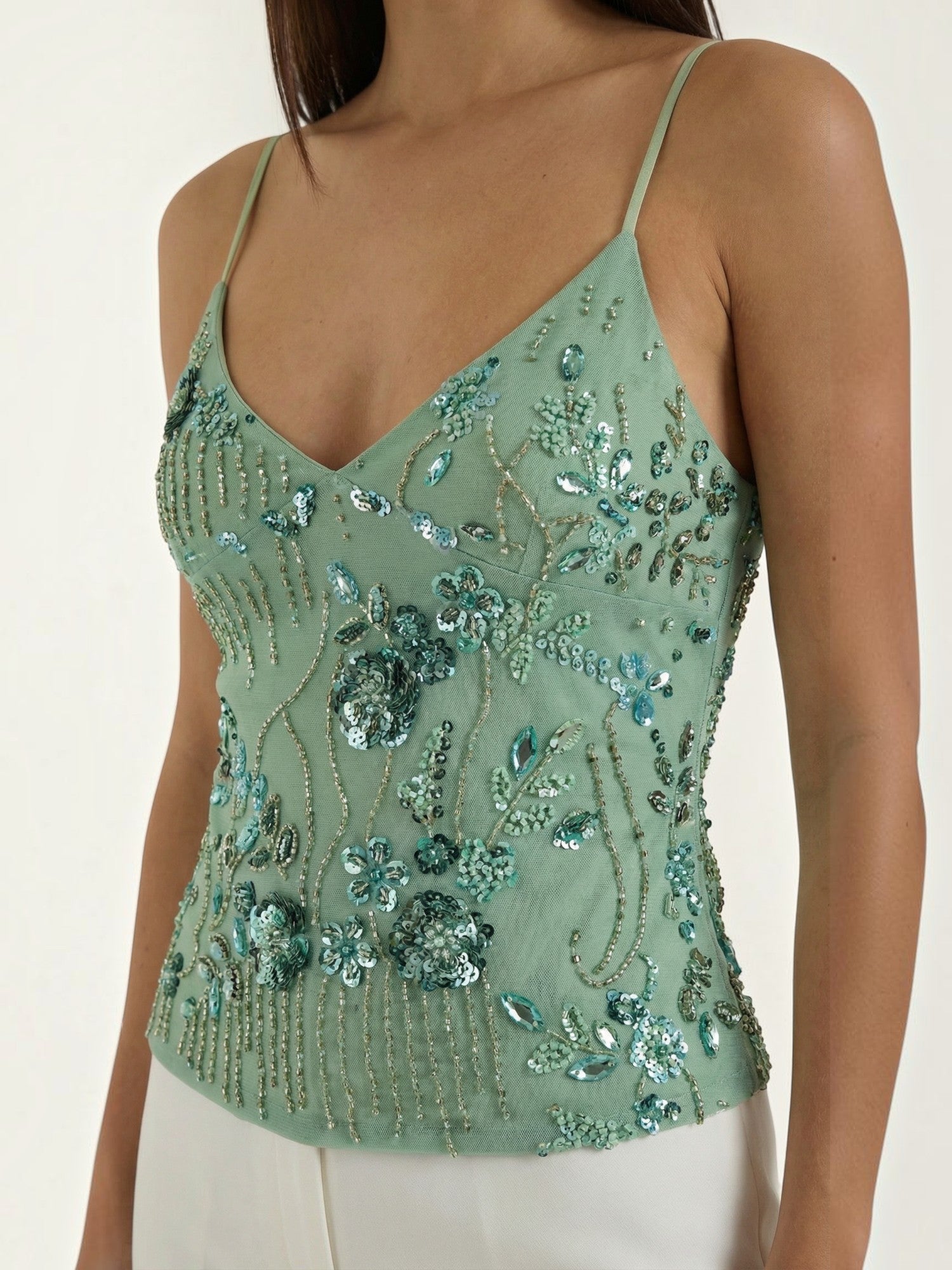 Embroidered Sequin Cami Top