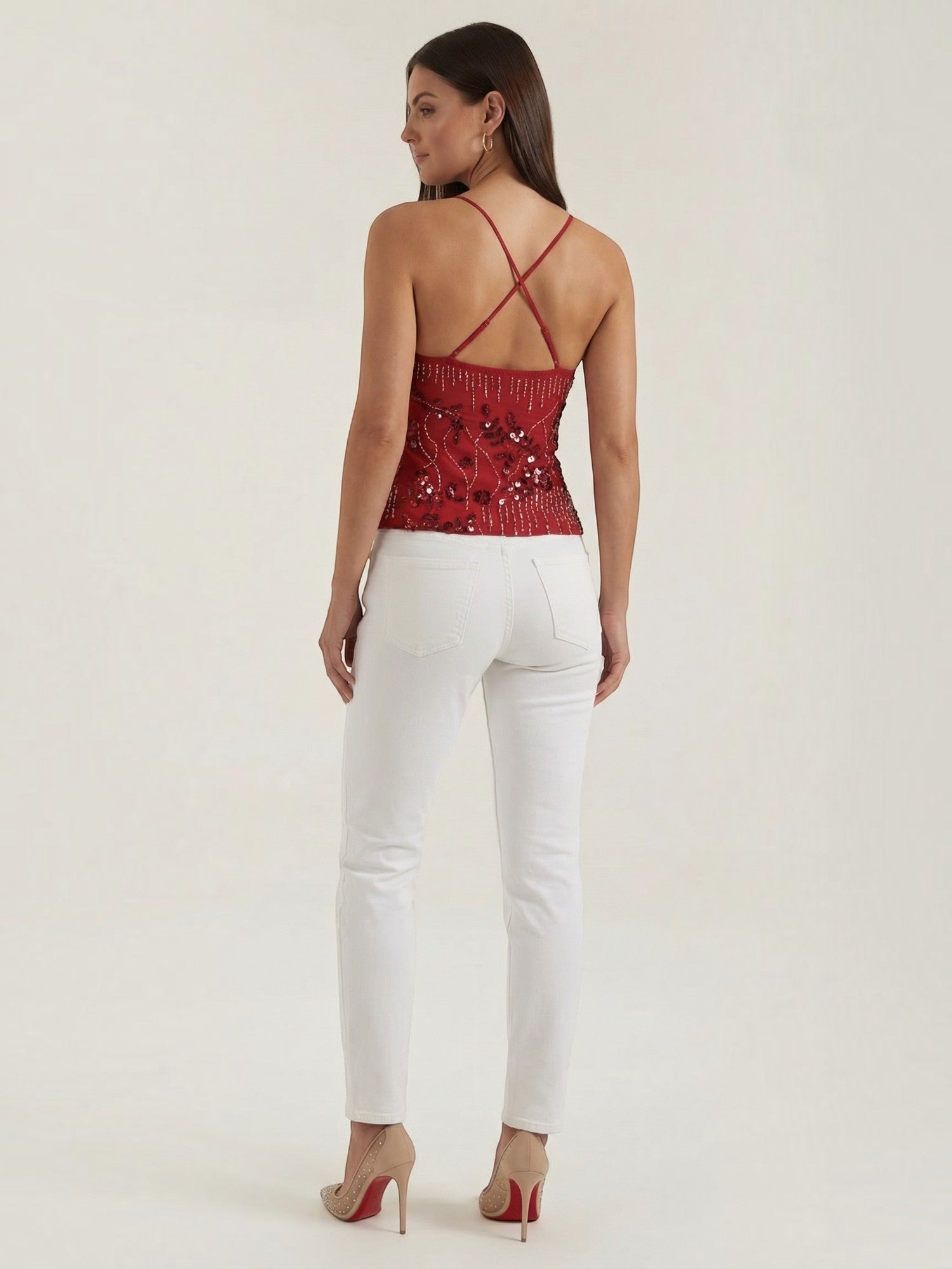 Embroidered Sequin Cami Top