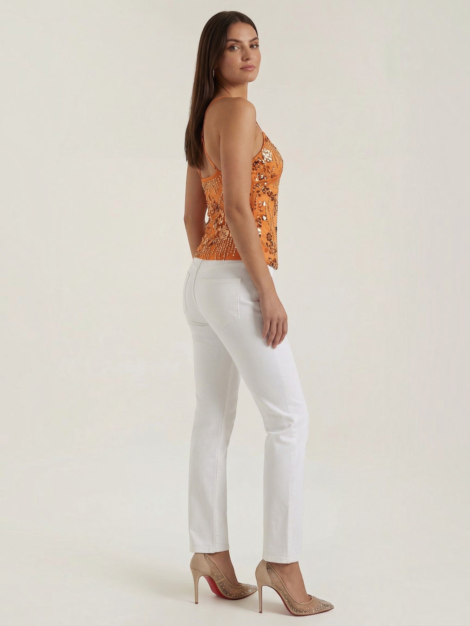 Embroidered Sequin Cami Top