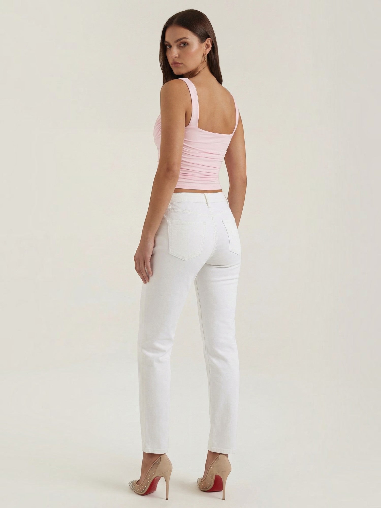 Ruched Square Neck Tank Top