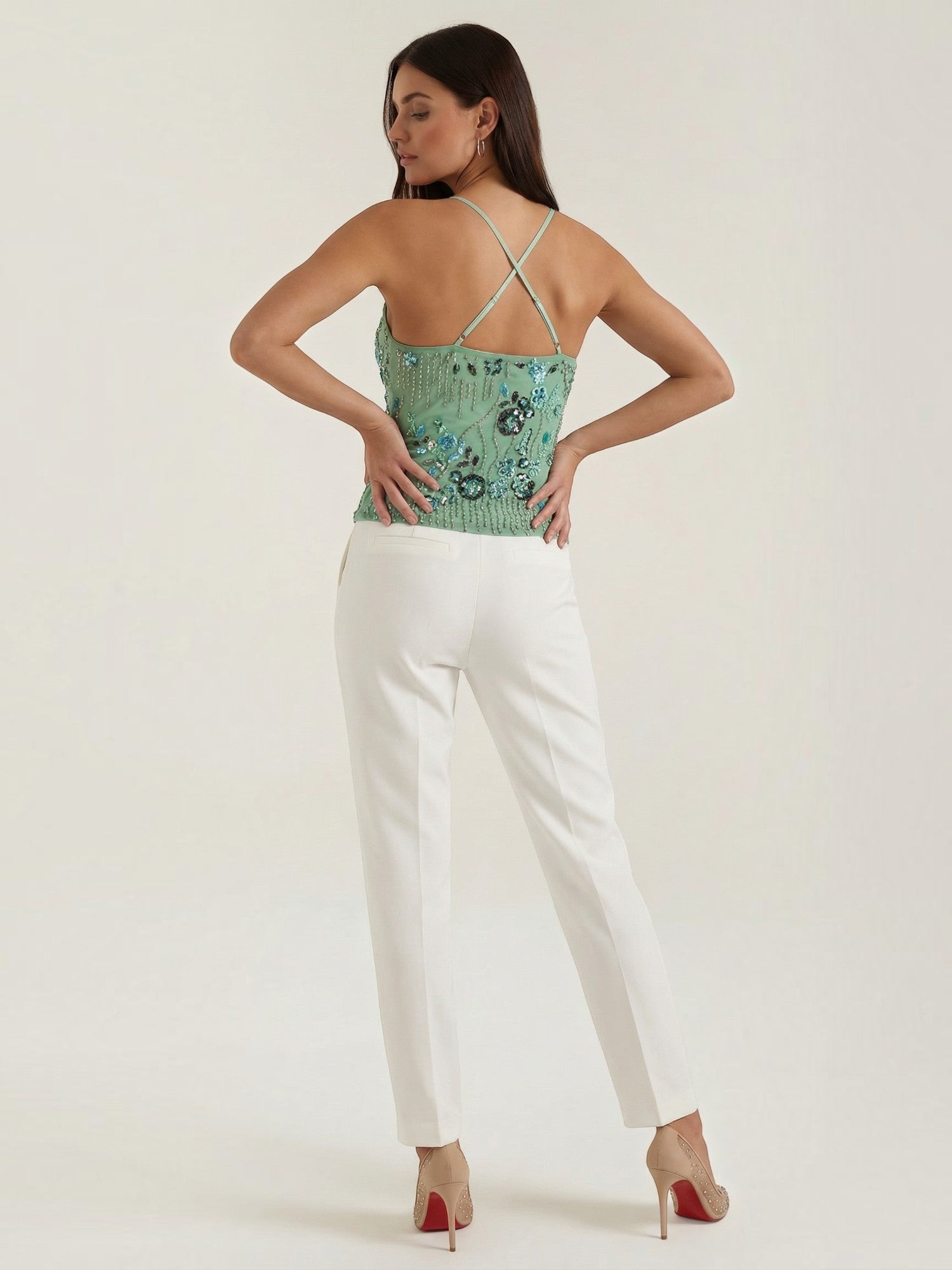 Embroidered Sequin Cami Top