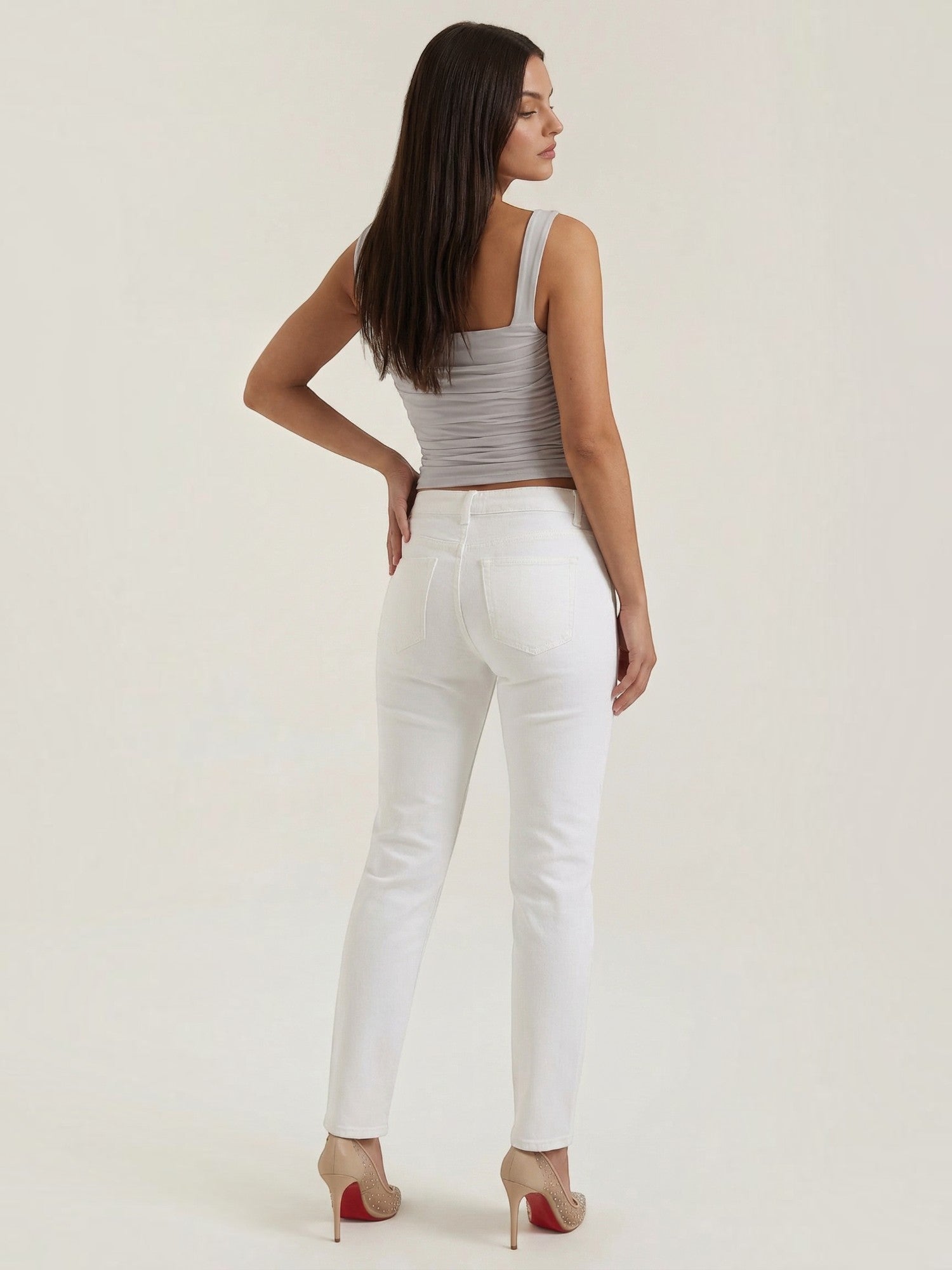 Ruched Square Neck Tank Top