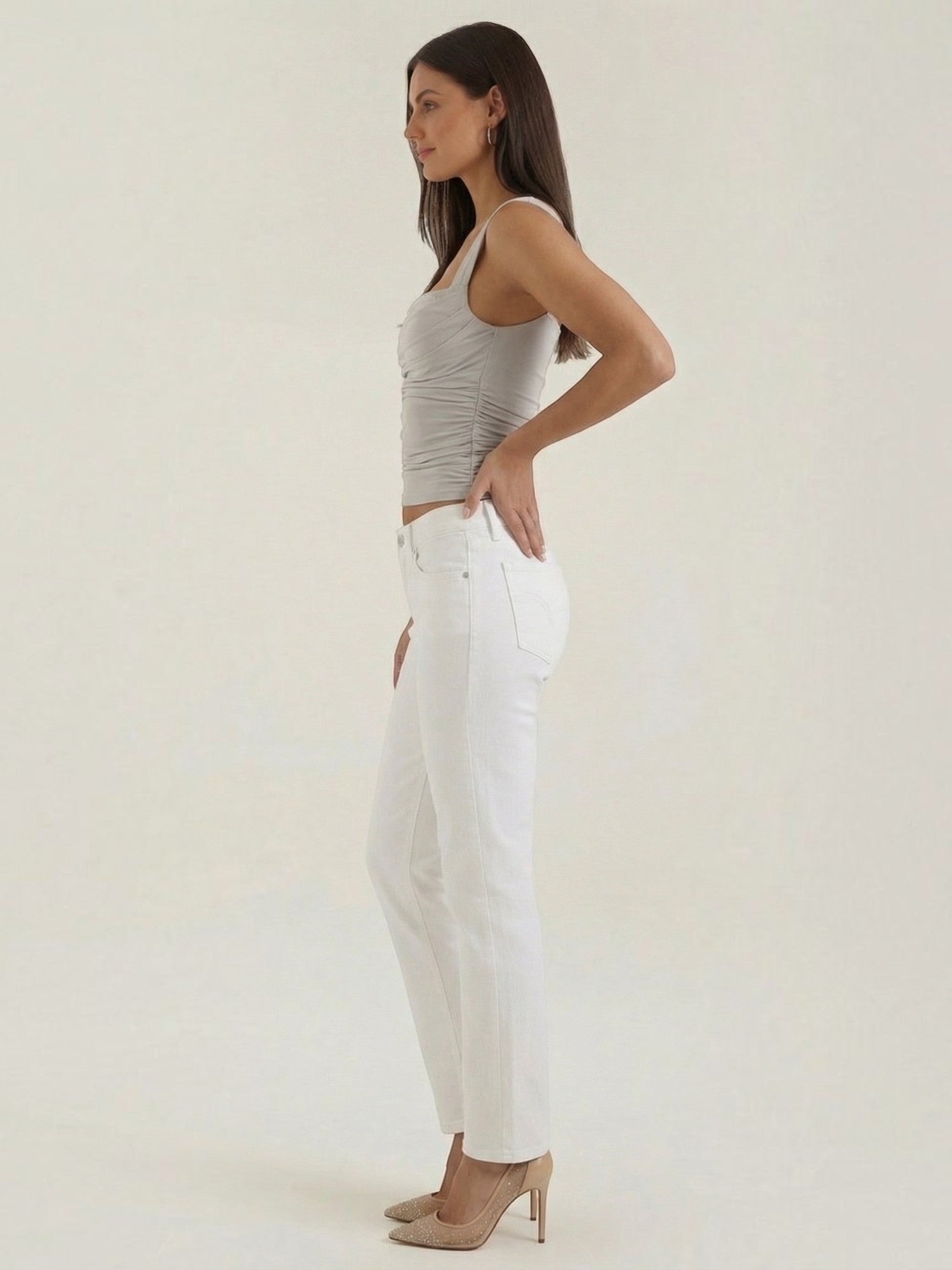 Ruched Square Neck Tank Top