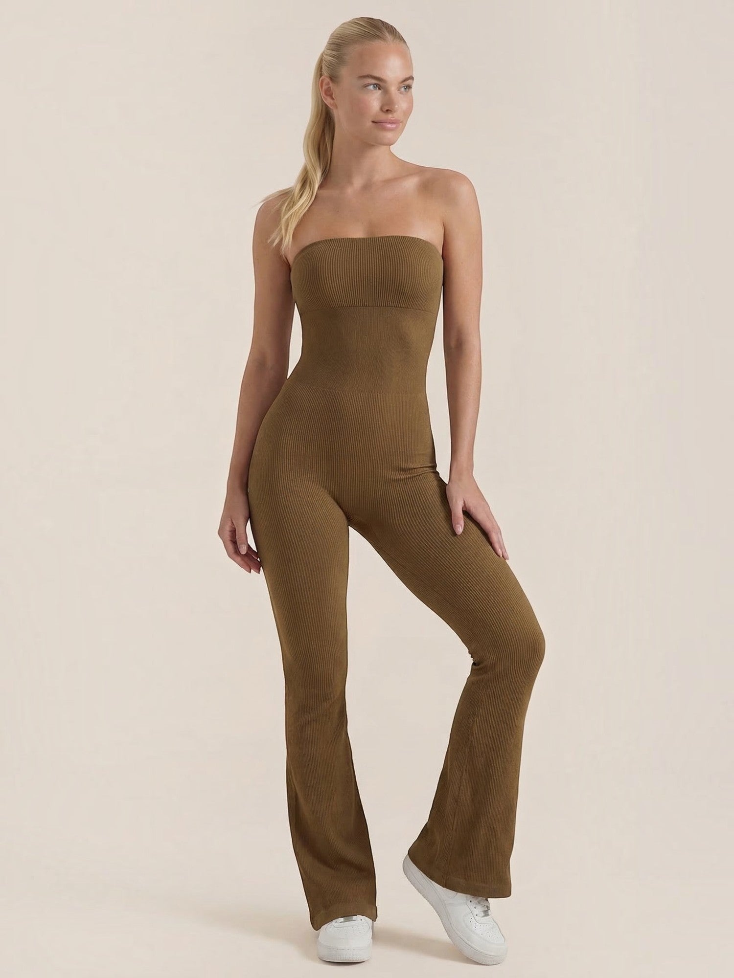 Strapless Flared Leg Jumpsuit