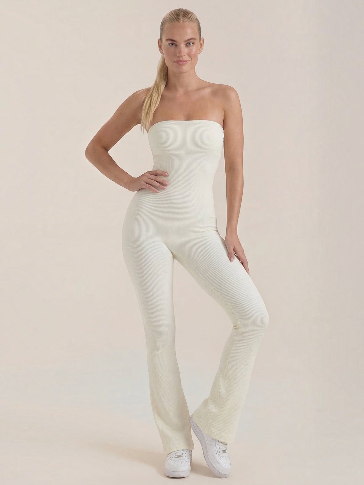 Strapless Flared Leg Jumpsuit