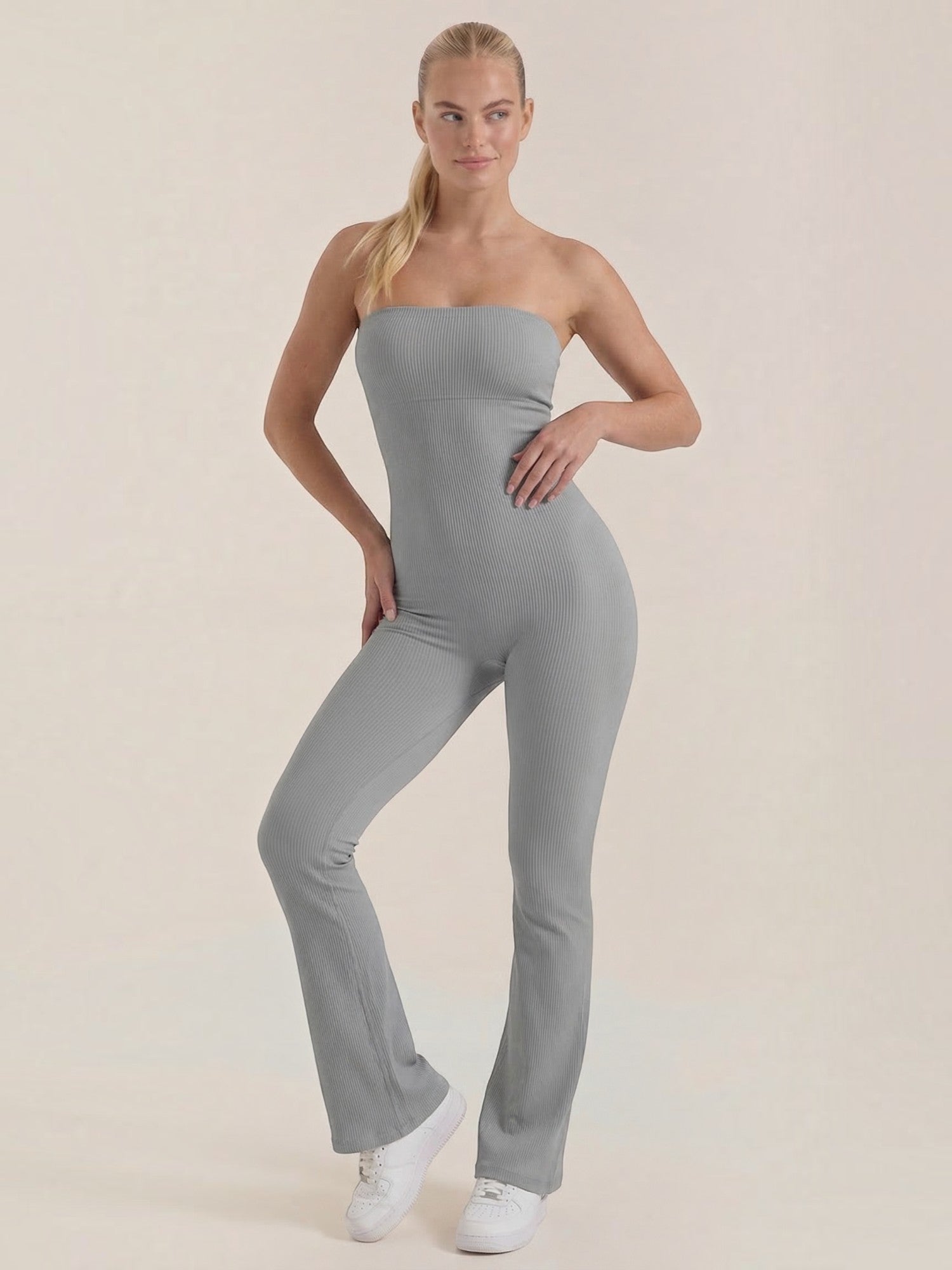 Strapless Flared Leg Jumpsuit