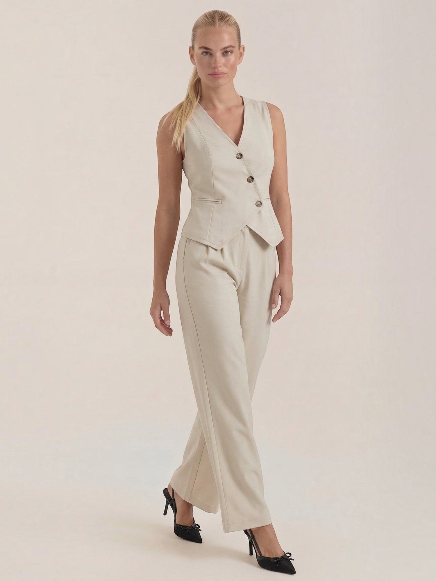Tailored Vest & Wide Leg Trouser Set